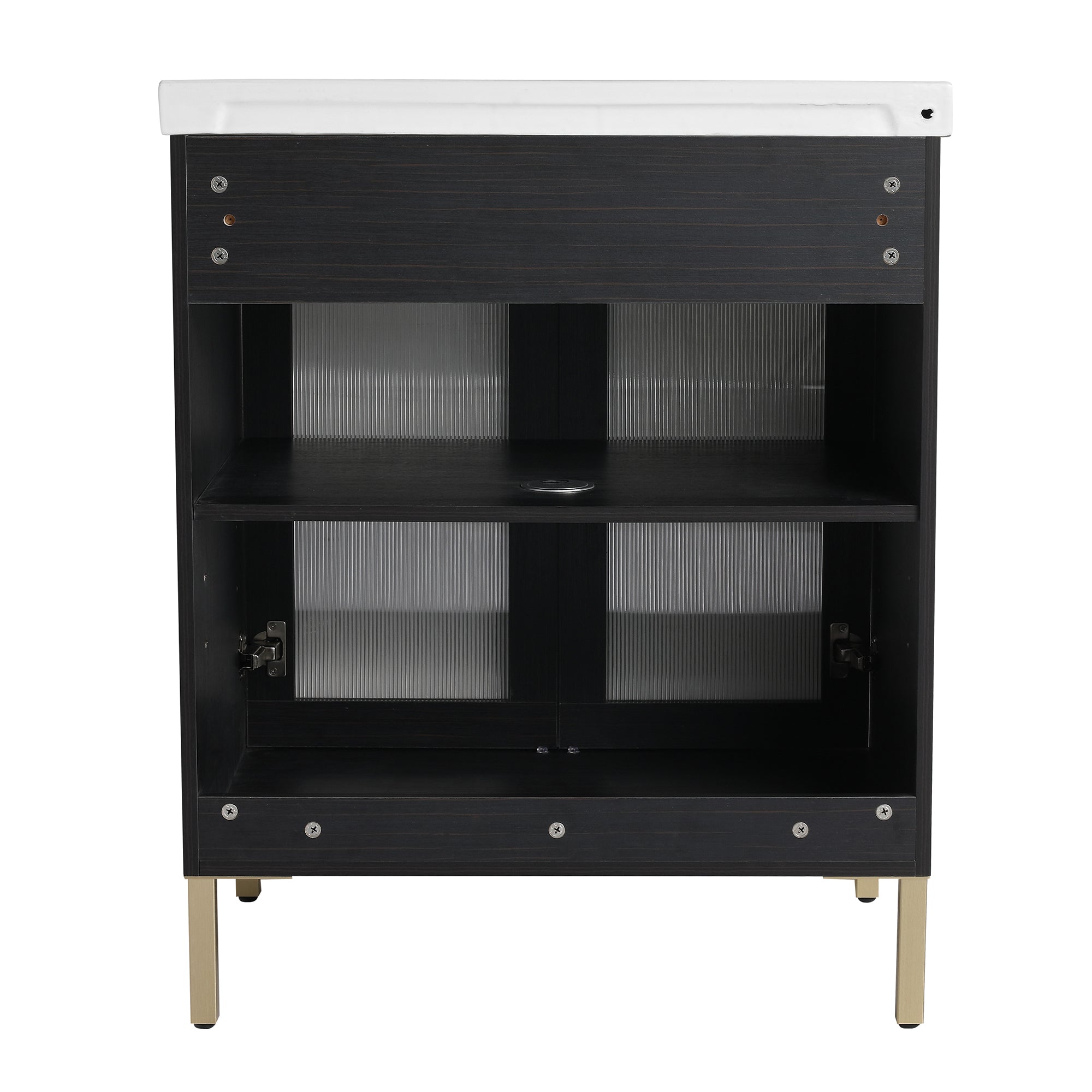 24/32 inch Freestanding Bathroom Vanity Set in Black with Integrated Ceramic Sink