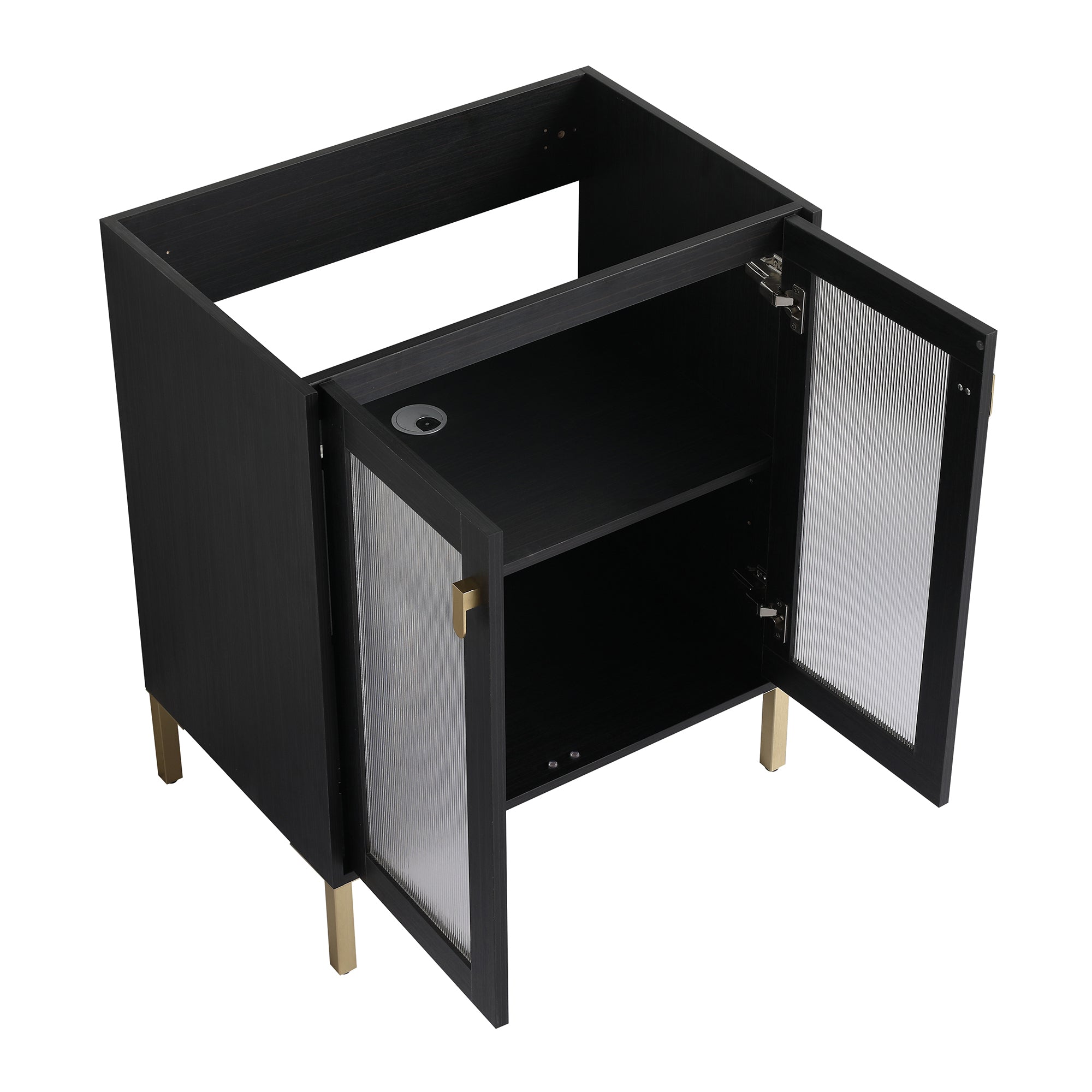 24/32 inch Freestanding Bathroom Vanity Set in Black with Integrated Ceramic Sink
