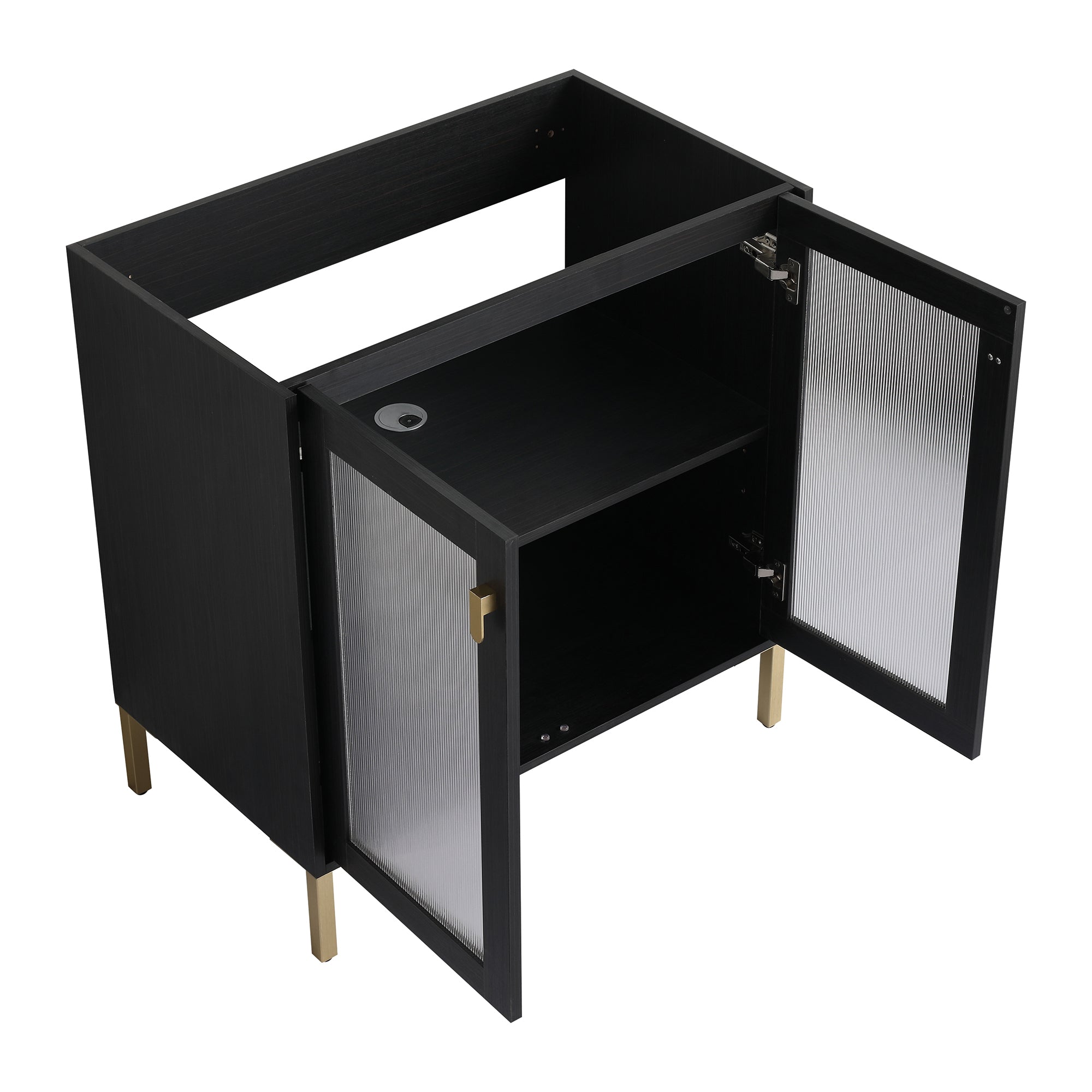 24/32 inch Freestanding Bathroom Vanity Set in Black with Integrated Ceramic Sink
