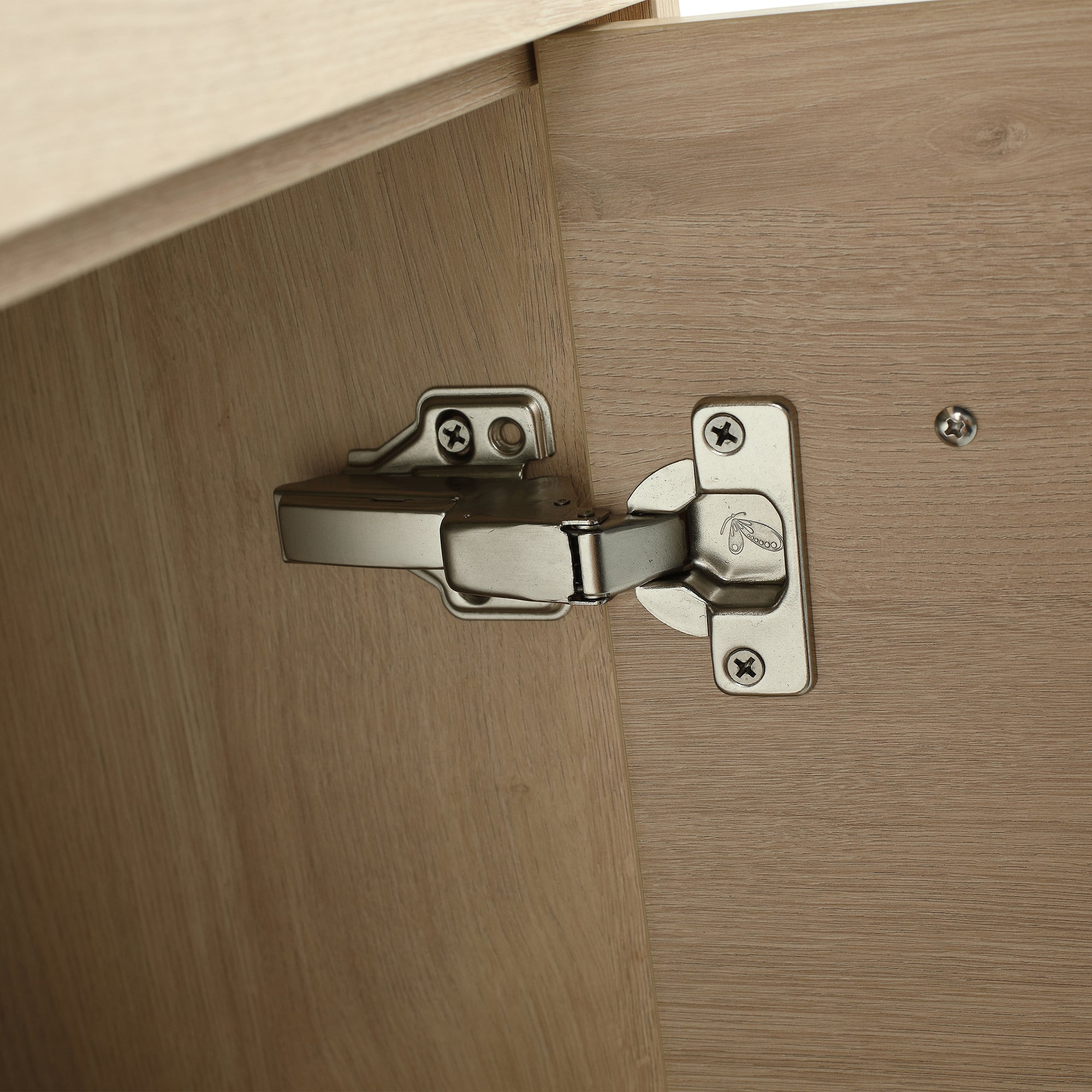 16 Inch Plywood Wall-Mounted Bathroom Vanity Set in Plain Light Oak with Single Gel Sink
