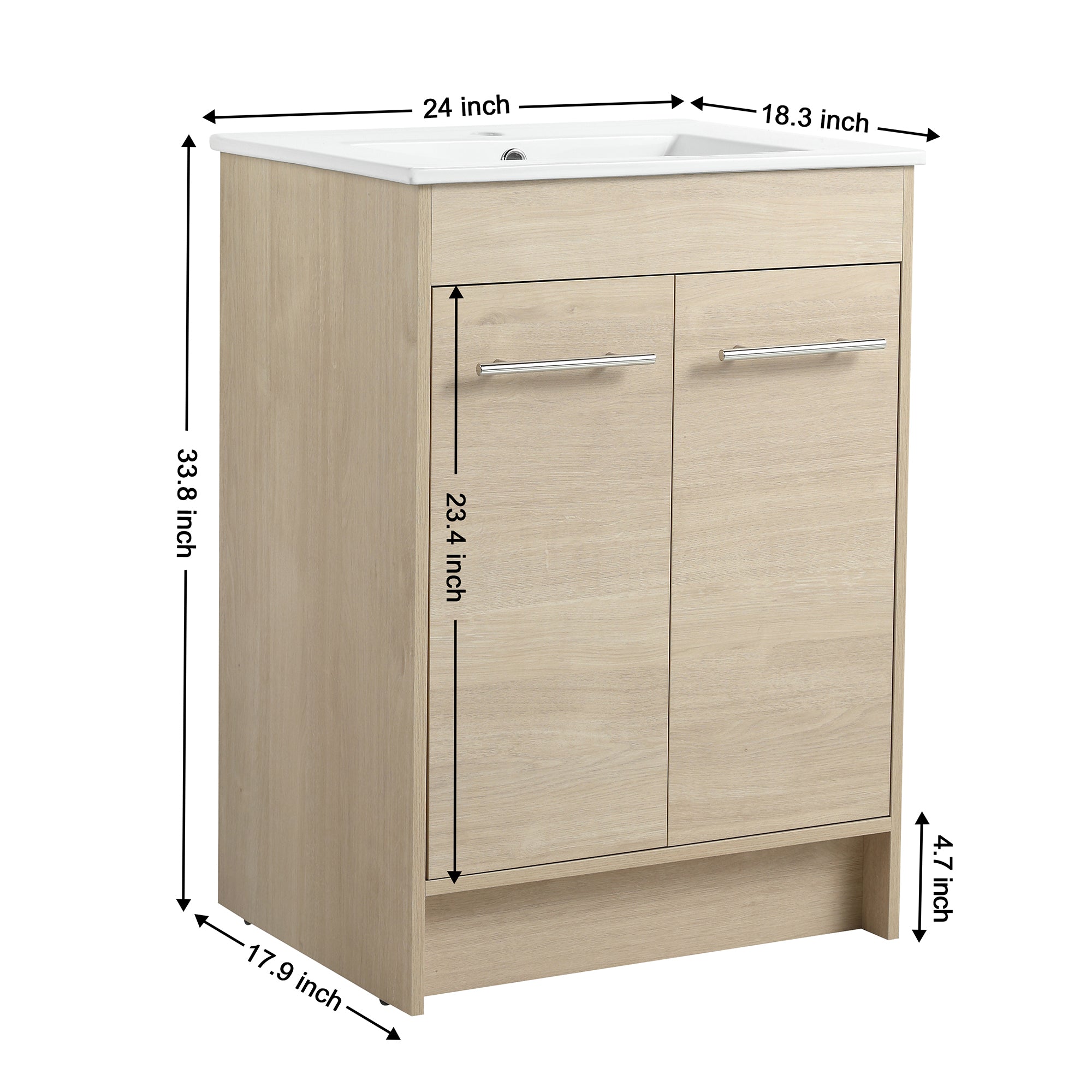 16 Inch Plywood Wall-Mounted Bathroom Vanity Set in Plain Light Oak with Single Gel Sink