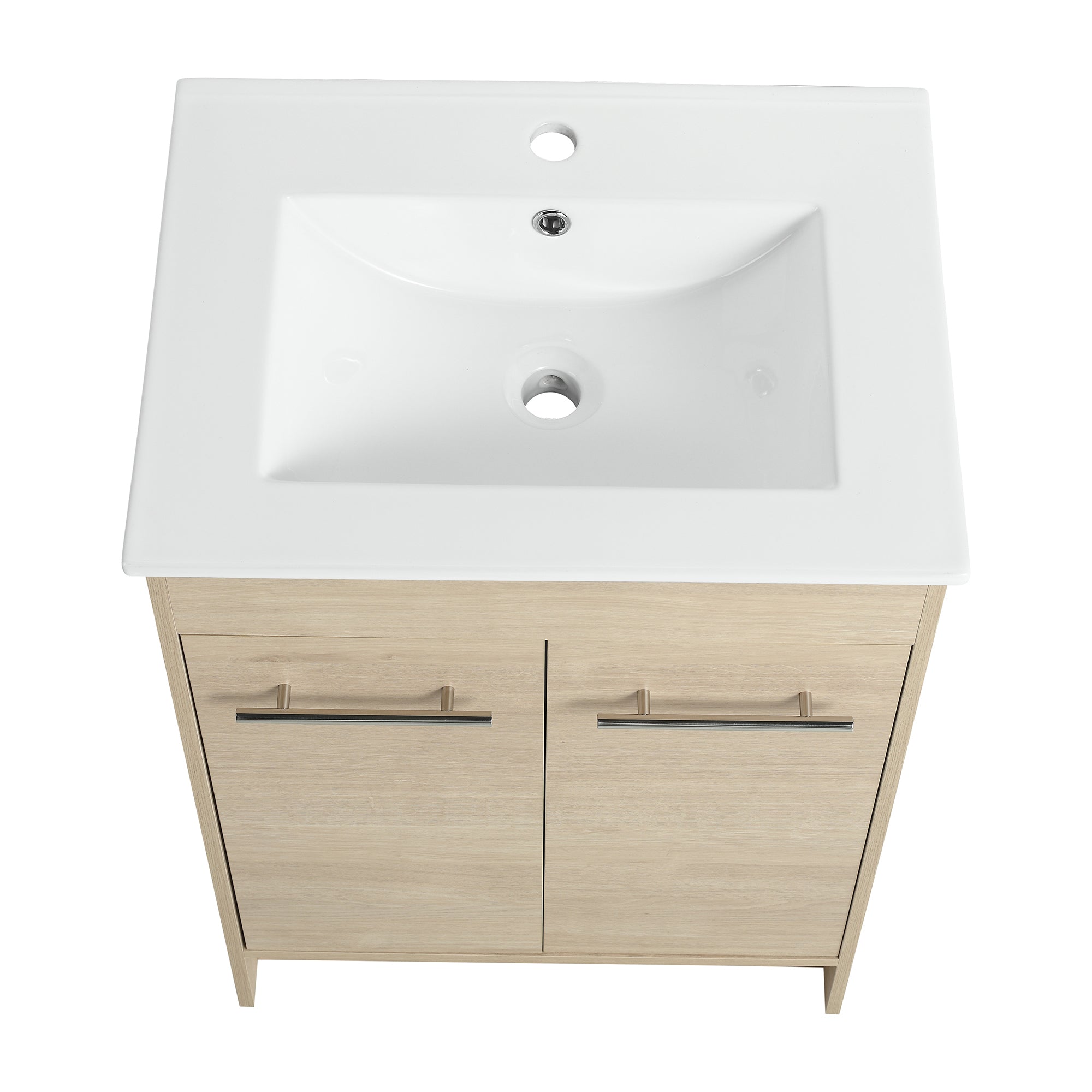 16 Inch Plywood Wall-Mounted Bathroom Vanity Set in Plain Light Oak with Single Gel Sink