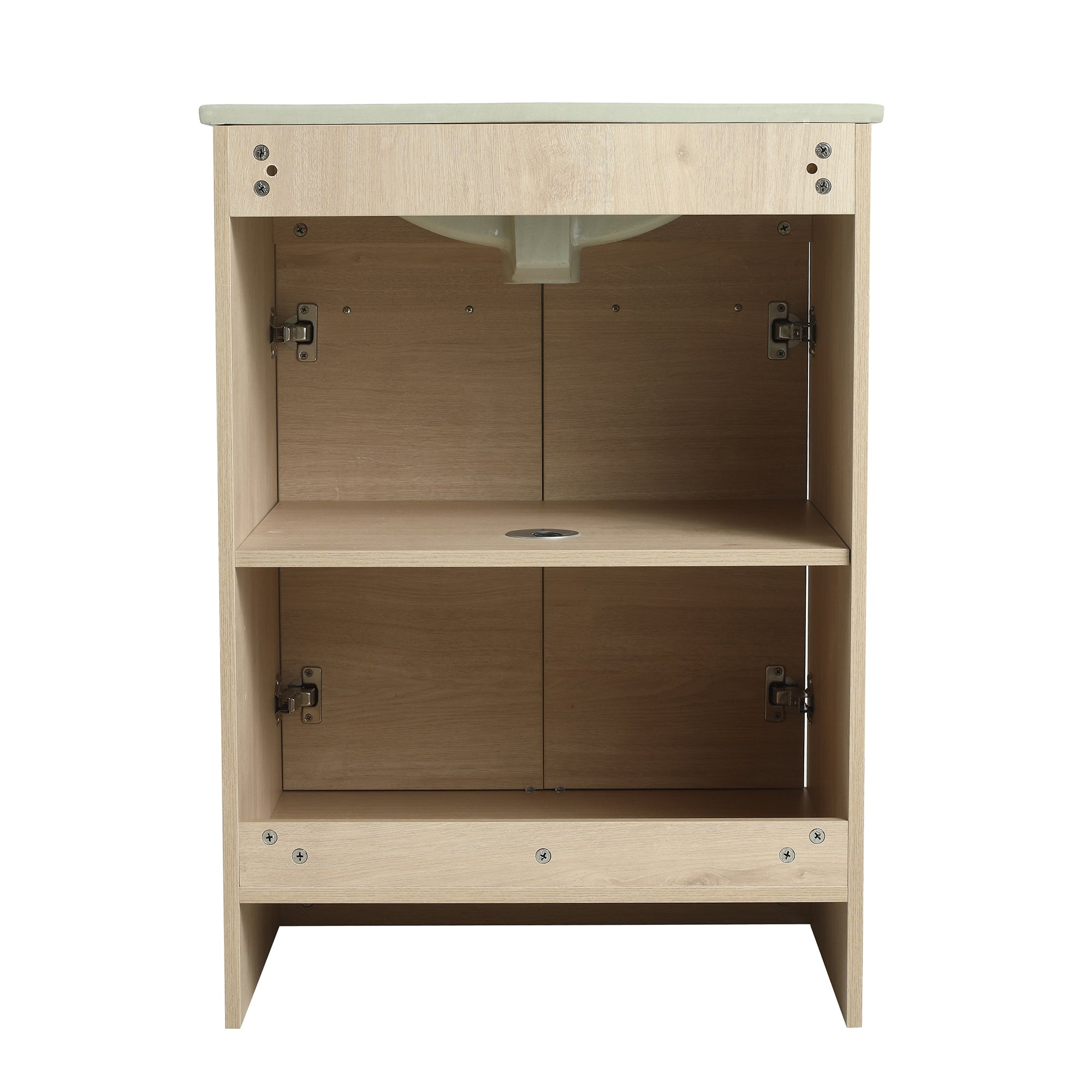 16 Inch Plywood Wall-Mounted Bathroom Vanity Set in Plain Light Oak with Single Gel Sink