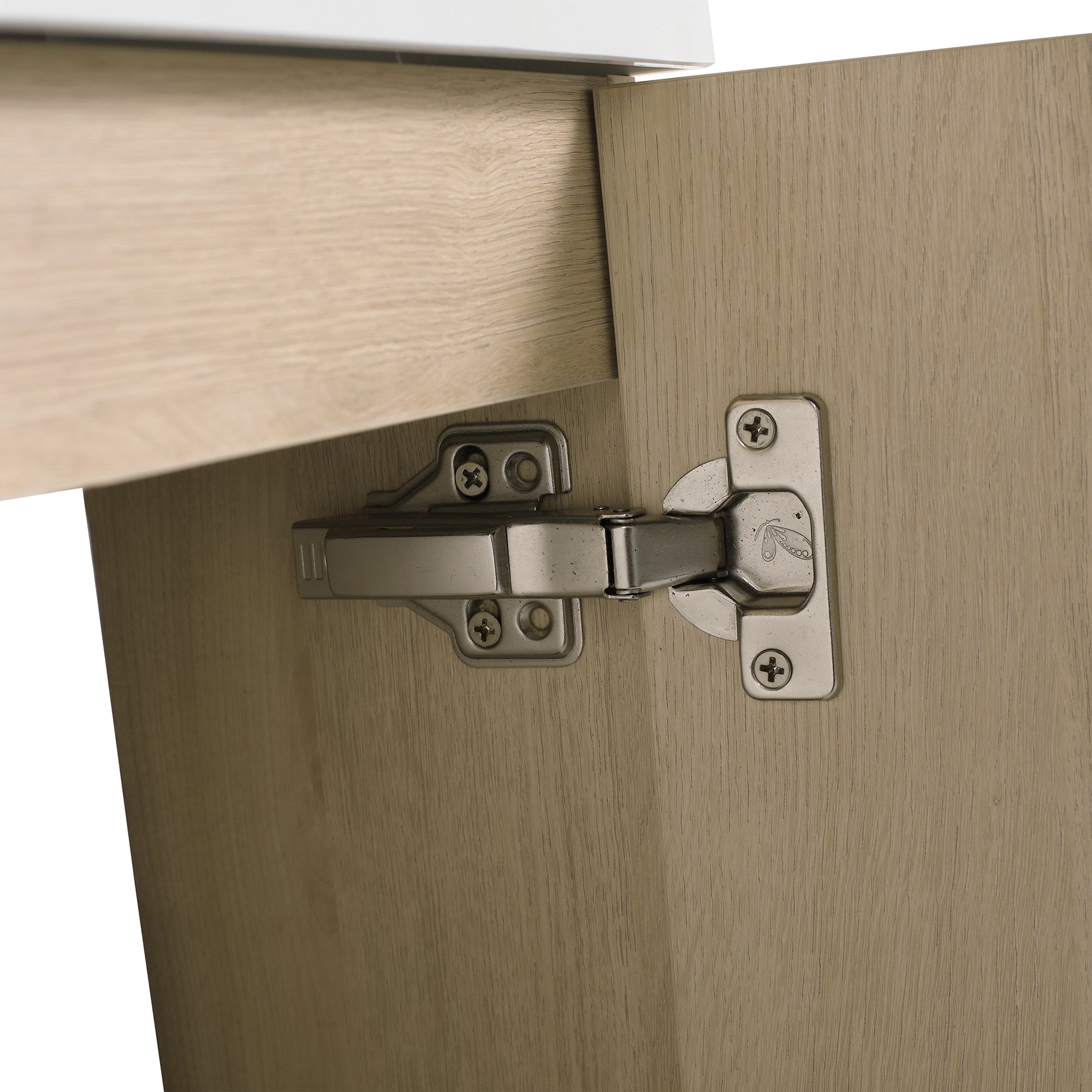 16 Inch Plywood Wall-Mounted Bathroom Vanity Set in Plain Light Oak with Single Gel Sink