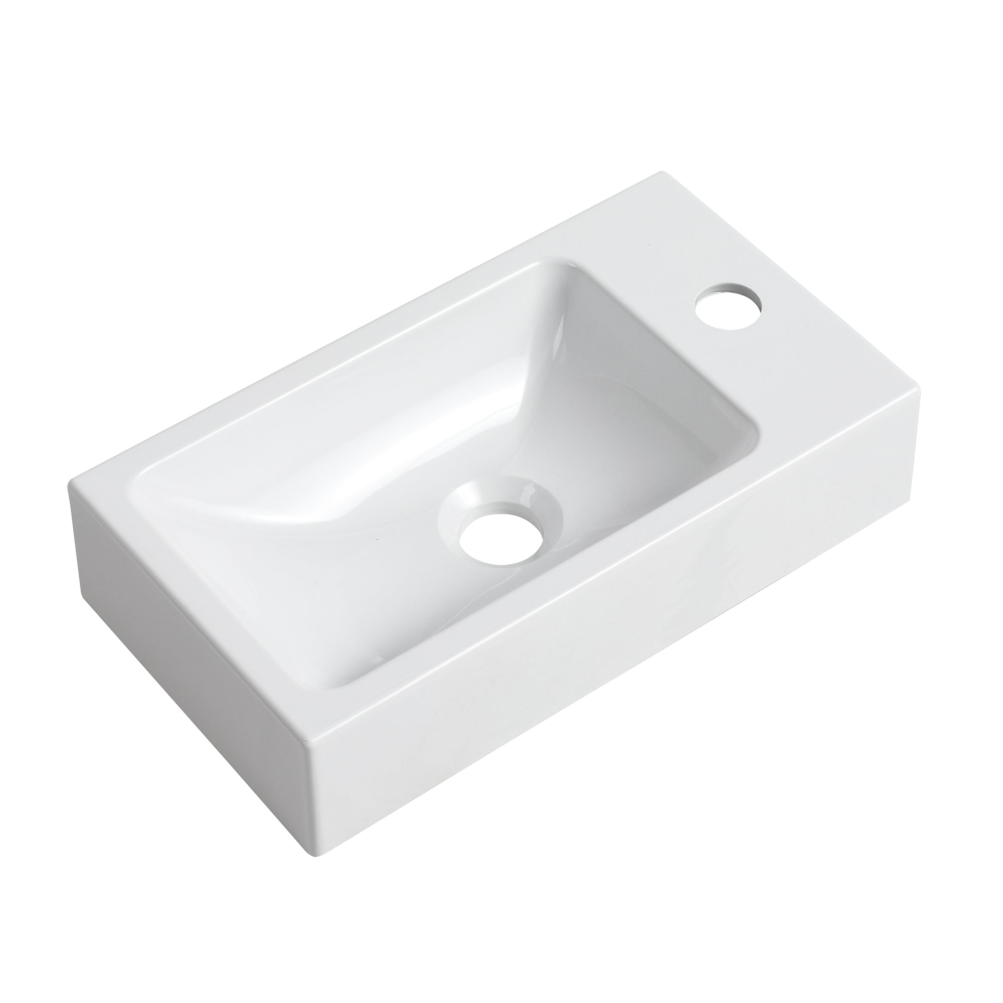 16 Inch Plywood Wall-Mounted Bathroom Vanity Set in Plain Light Oak with Single Gel Sink