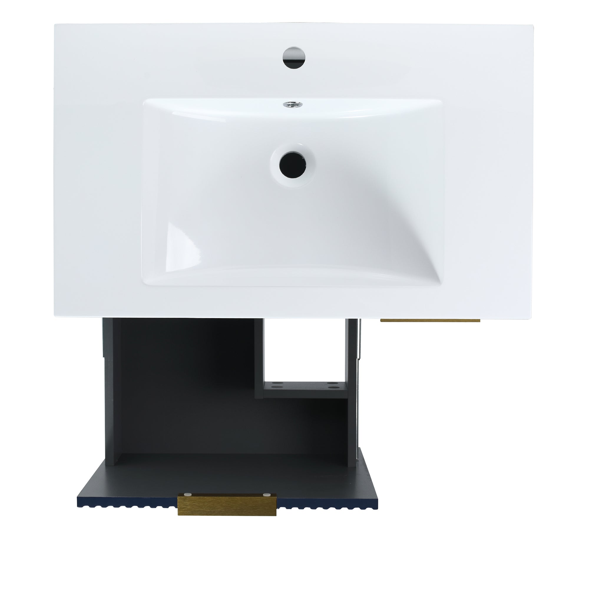 30 Inch Plywood Freestanding Bathroom Vanity Set with Integrated Resin Basin and Doors