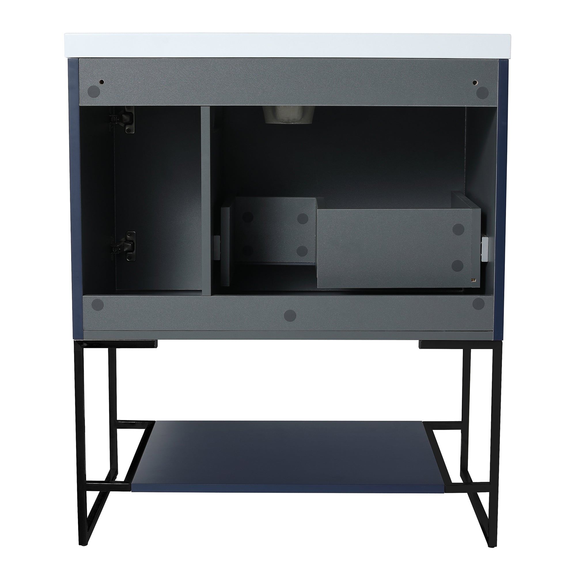 30 Inch Plywood Freestanding Bathroom Vanity Set with Integrated Resin Basin and Doors