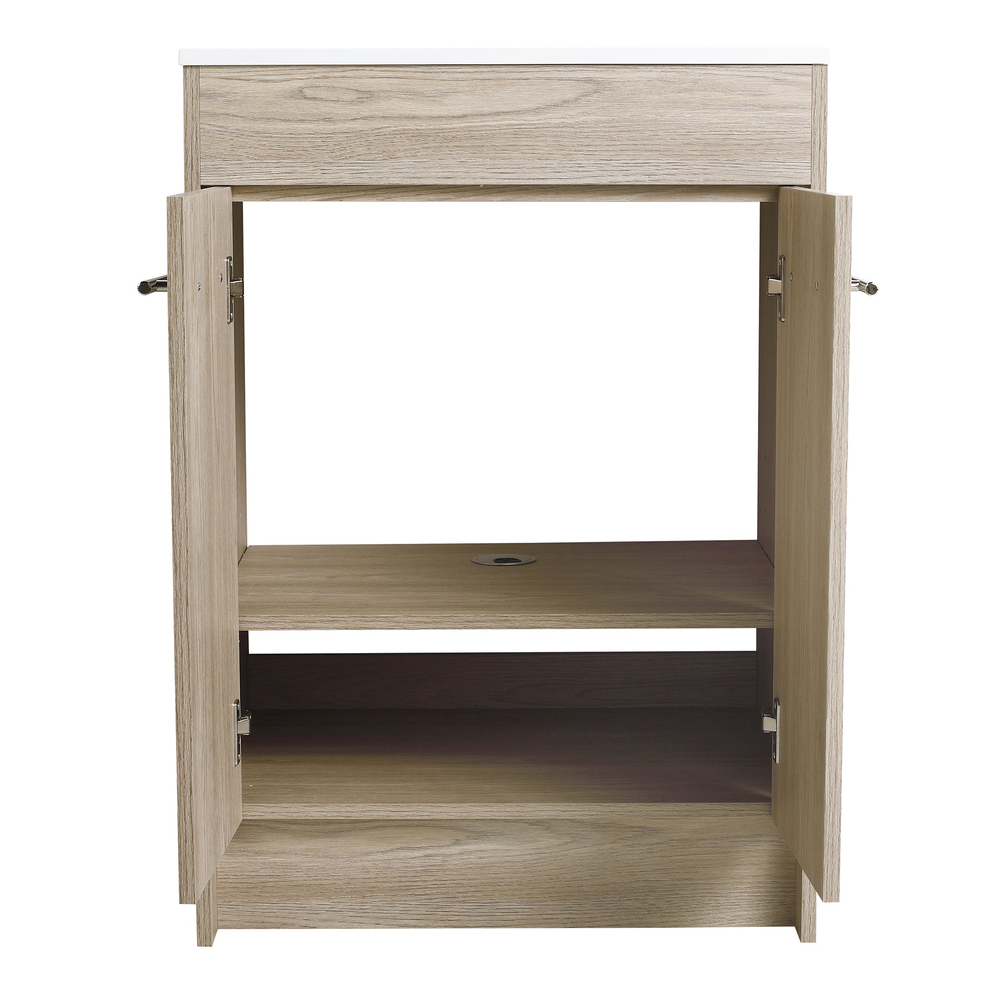 24 Inch Plywood Freestanding Bathroom Vanity With White Resin Sink and Doors and shelf