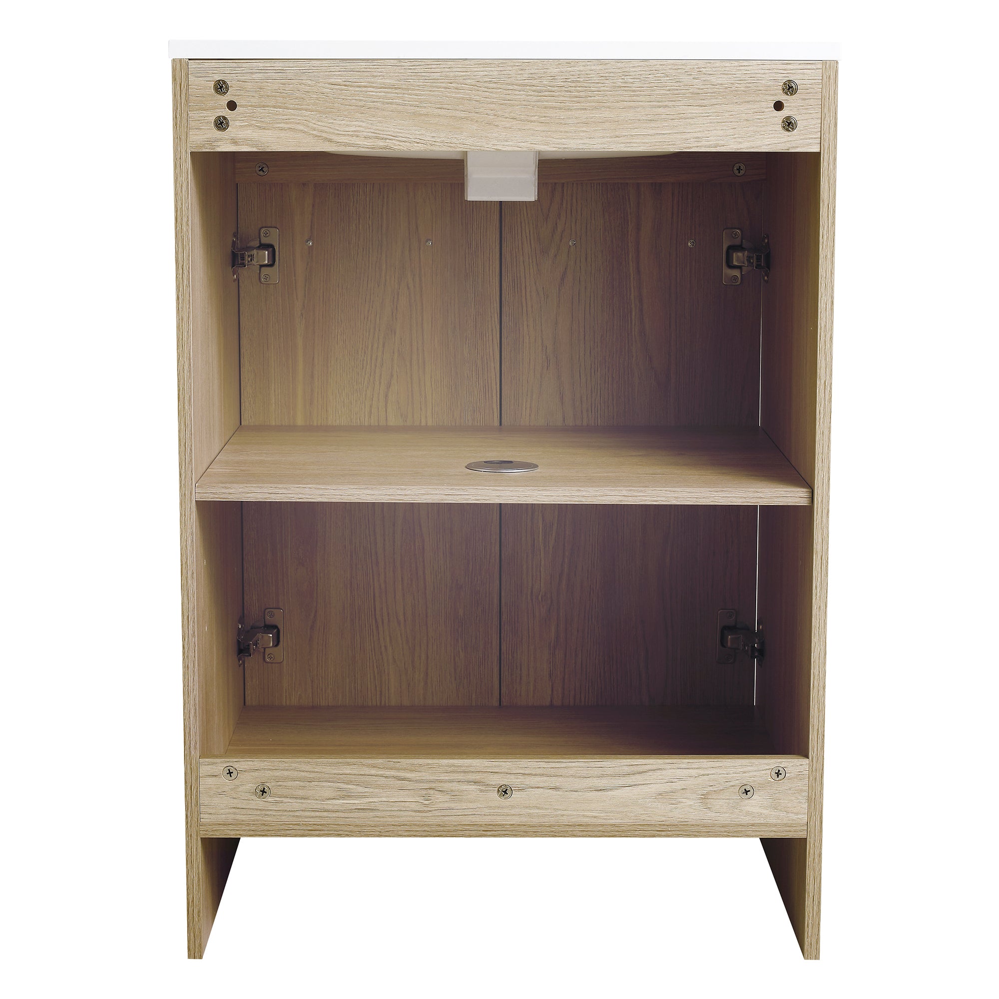 24 Inch Plywood Freestanding Bathroom Vanity With White Resin Sink and Doors and shelf