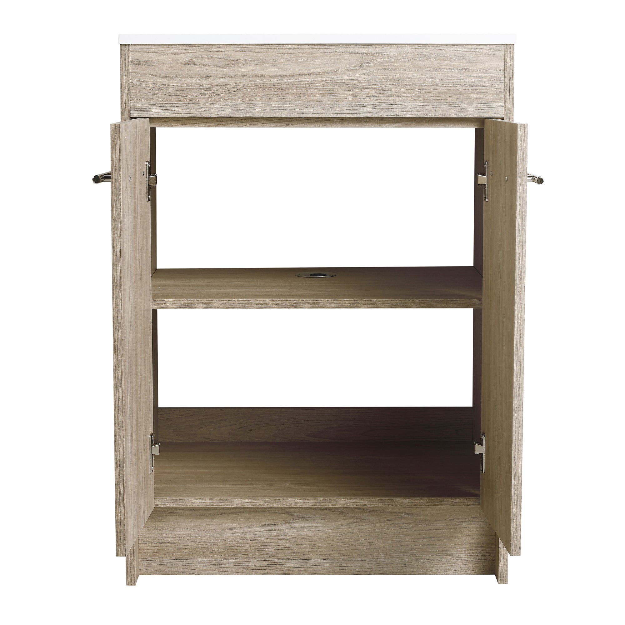 24 Inch Plywood Freestanding Bathroom Vanity With White Resin Sink and Doors and shelf