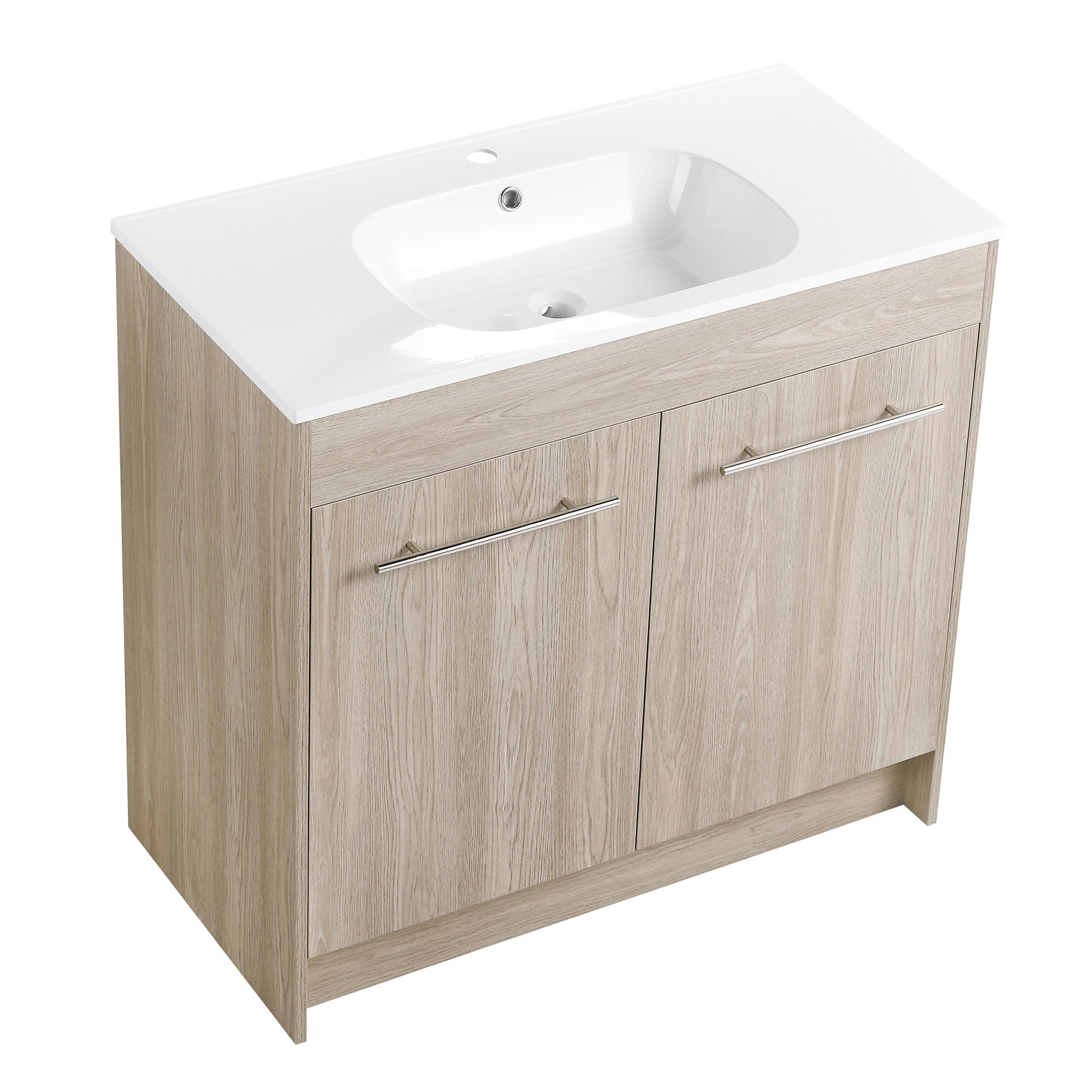 36 Inch Plywood Freestanding Bathroom Vanity with Gel Basin and Doors