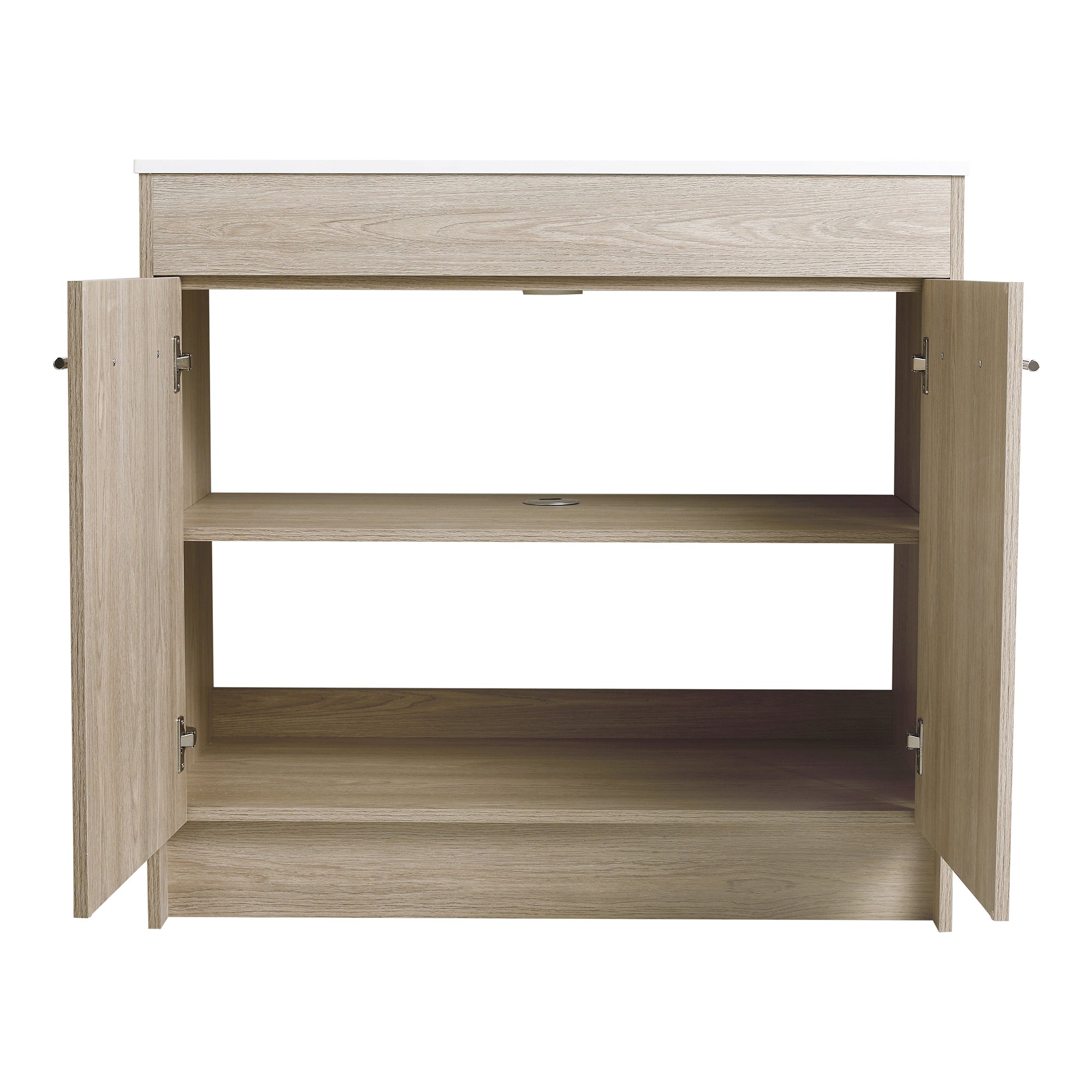 36 Inch Plywood Freestanding Bathroom Vanity with Gel Basin and Doors