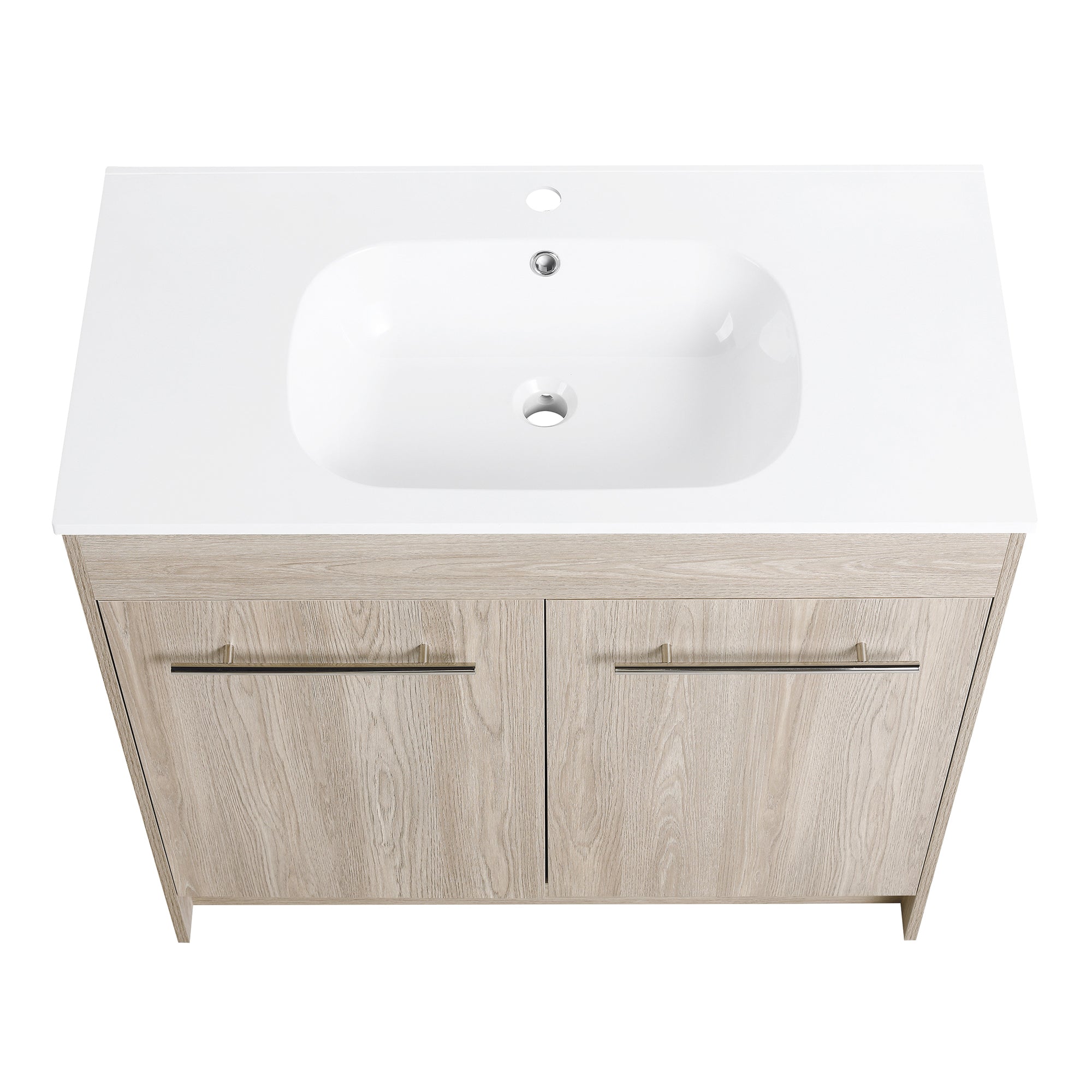 36 Inch Plywood Freestanding Bathroom Vanity with Gel Basin and Doors