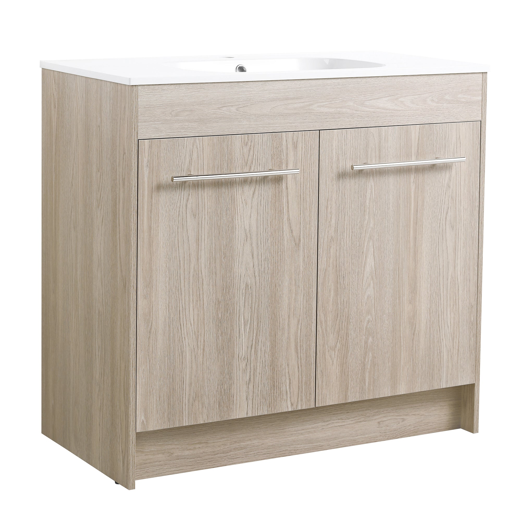 36 Inch Plywood Freestanding Bathroom Vanity with Gel Basin and Doors