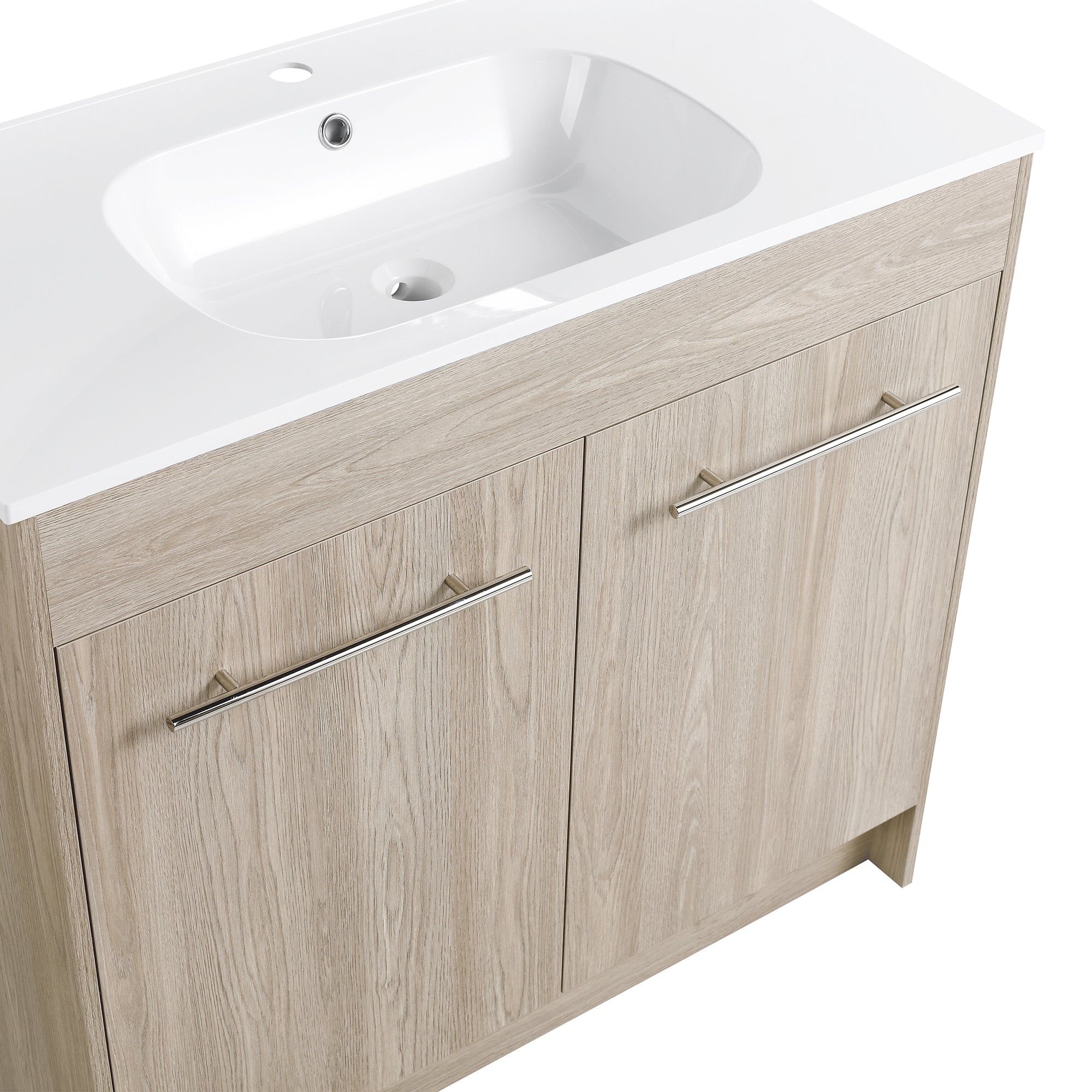 36 Inch Plywood Freestanding Bathroom Vanity with Gel Basin and Doors