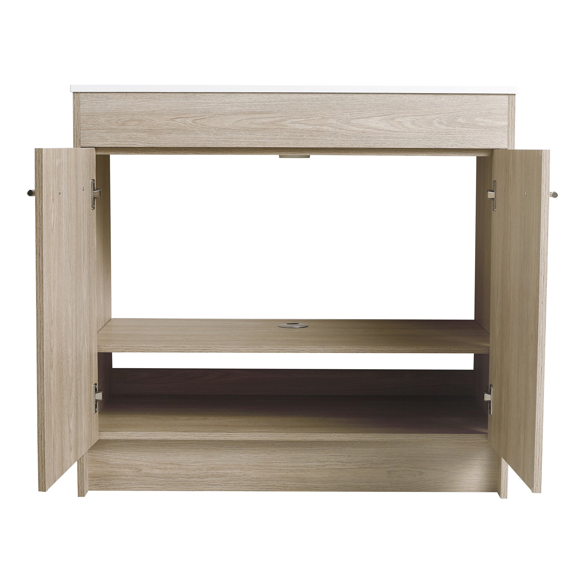 36 Inch Plywood Freestanding Bathroom Vanity with Gel Basin and Doors