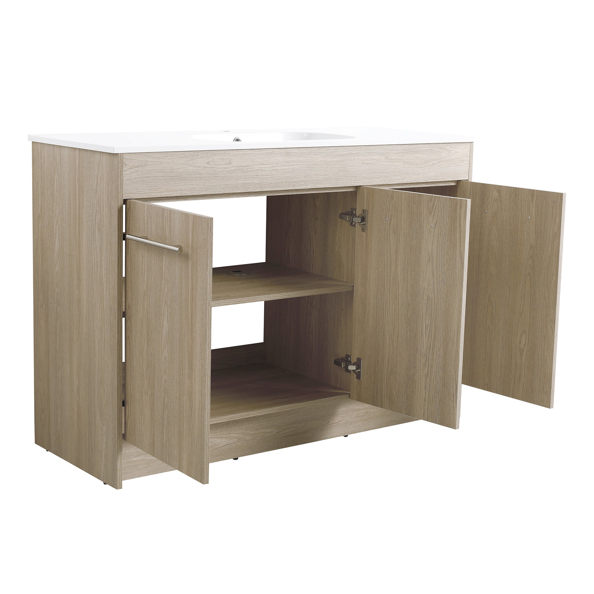 36 Inch Plywood Freestanding Bathroom Vanity with Gel Basin and Doors