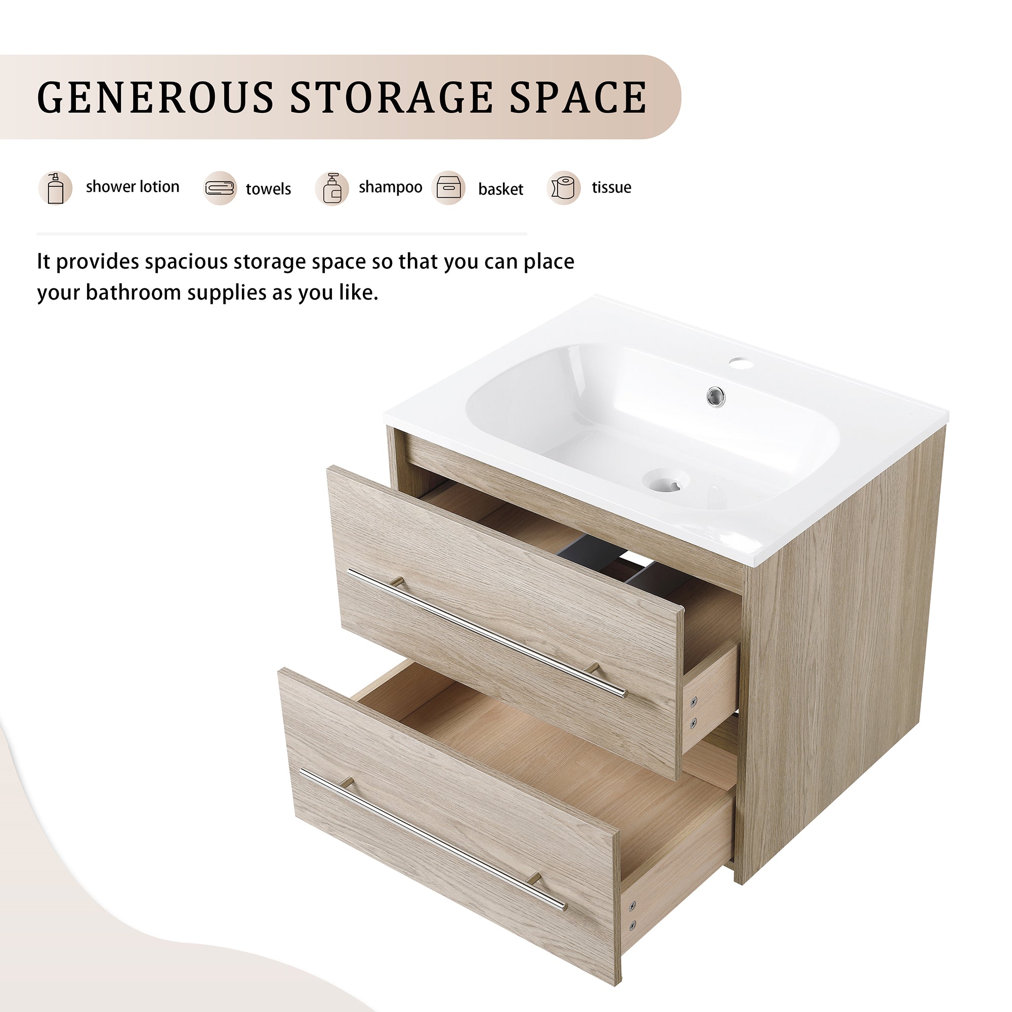 36 Inch Plywood Freestanding Bathroom Vanity with Gel Basin and Doors