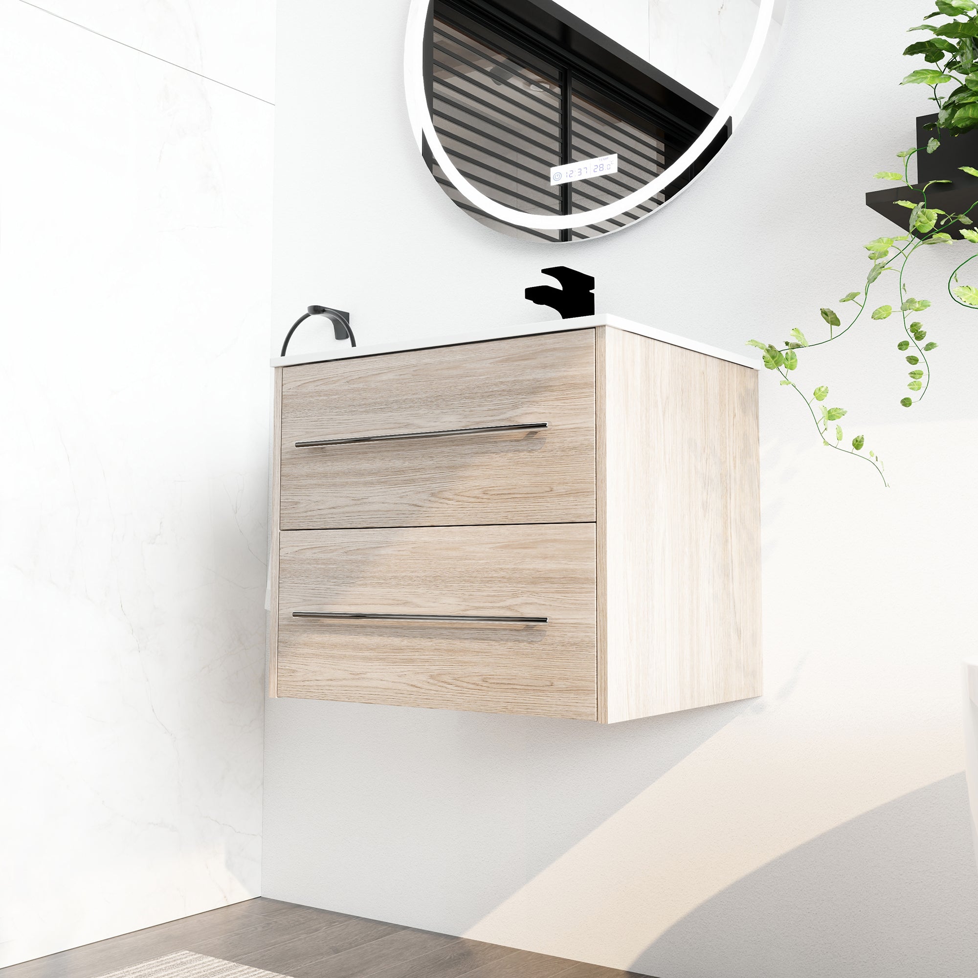 36 Inch Plywood Freestanding Bathroom Vanity with Gel Basin and Doors