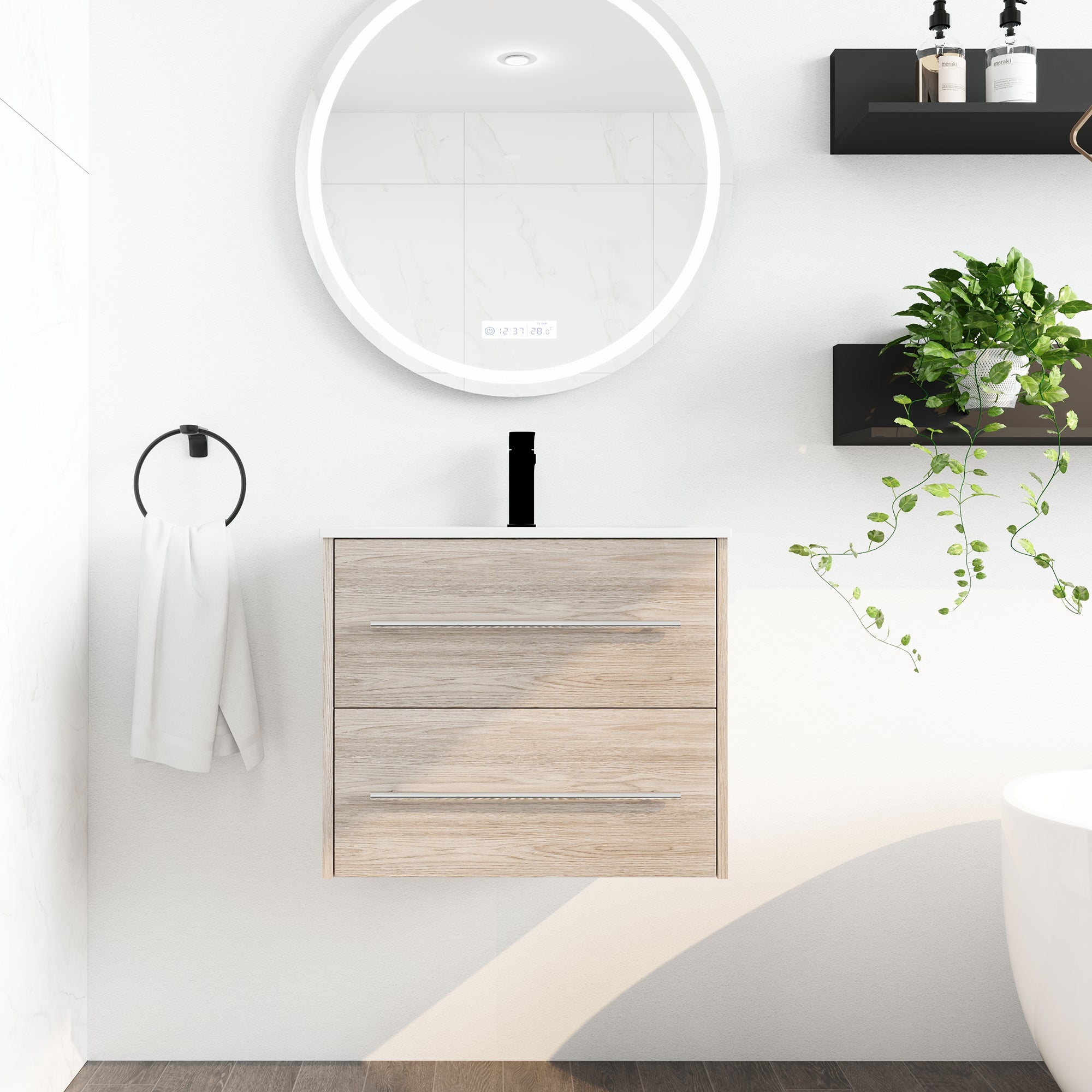 36 Inch Plywood Freestanding Bathroom Vanity with Gel Basin and Doors