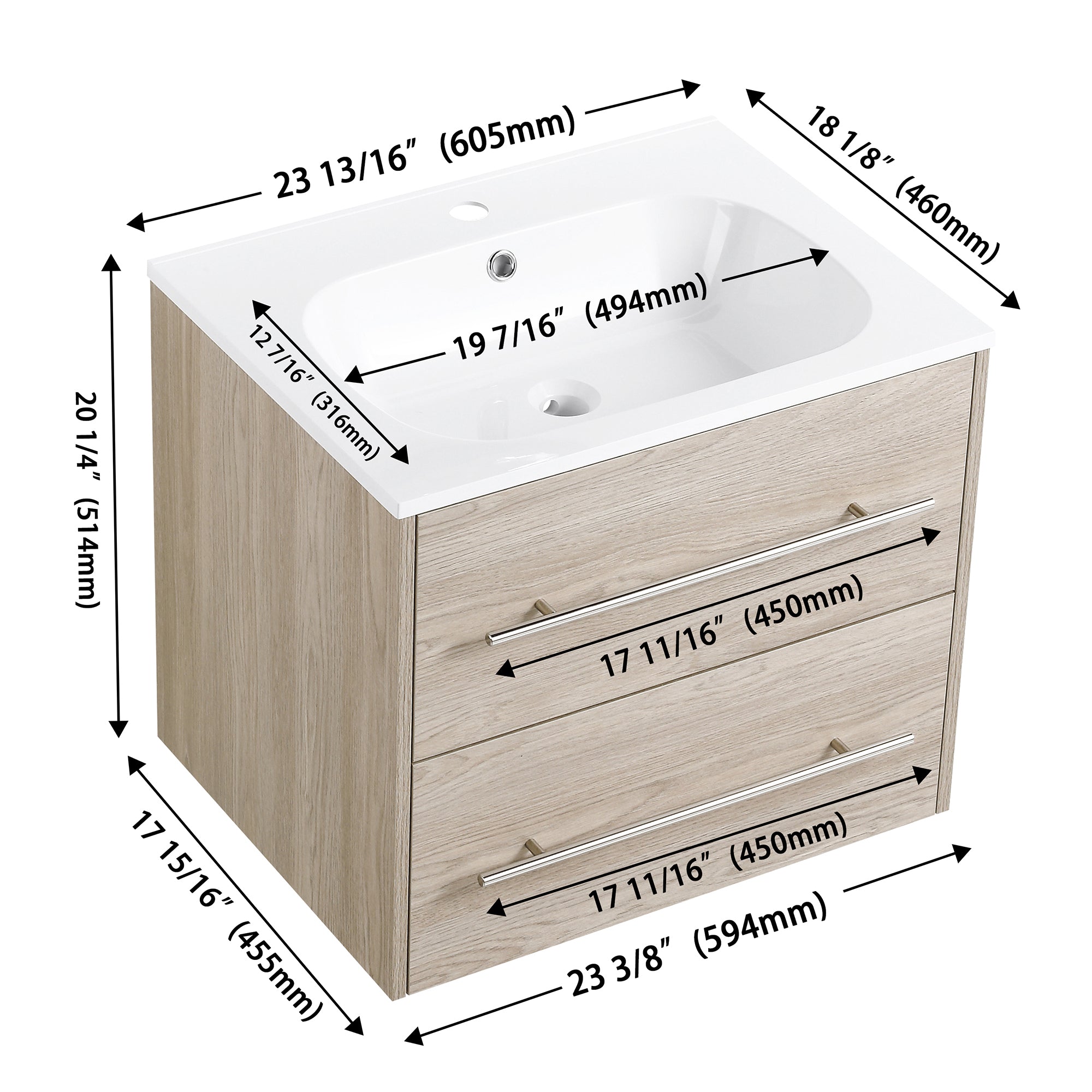 36 Inch Plywood Freestanding Bathroom Vanity with Gel Basin and Doors