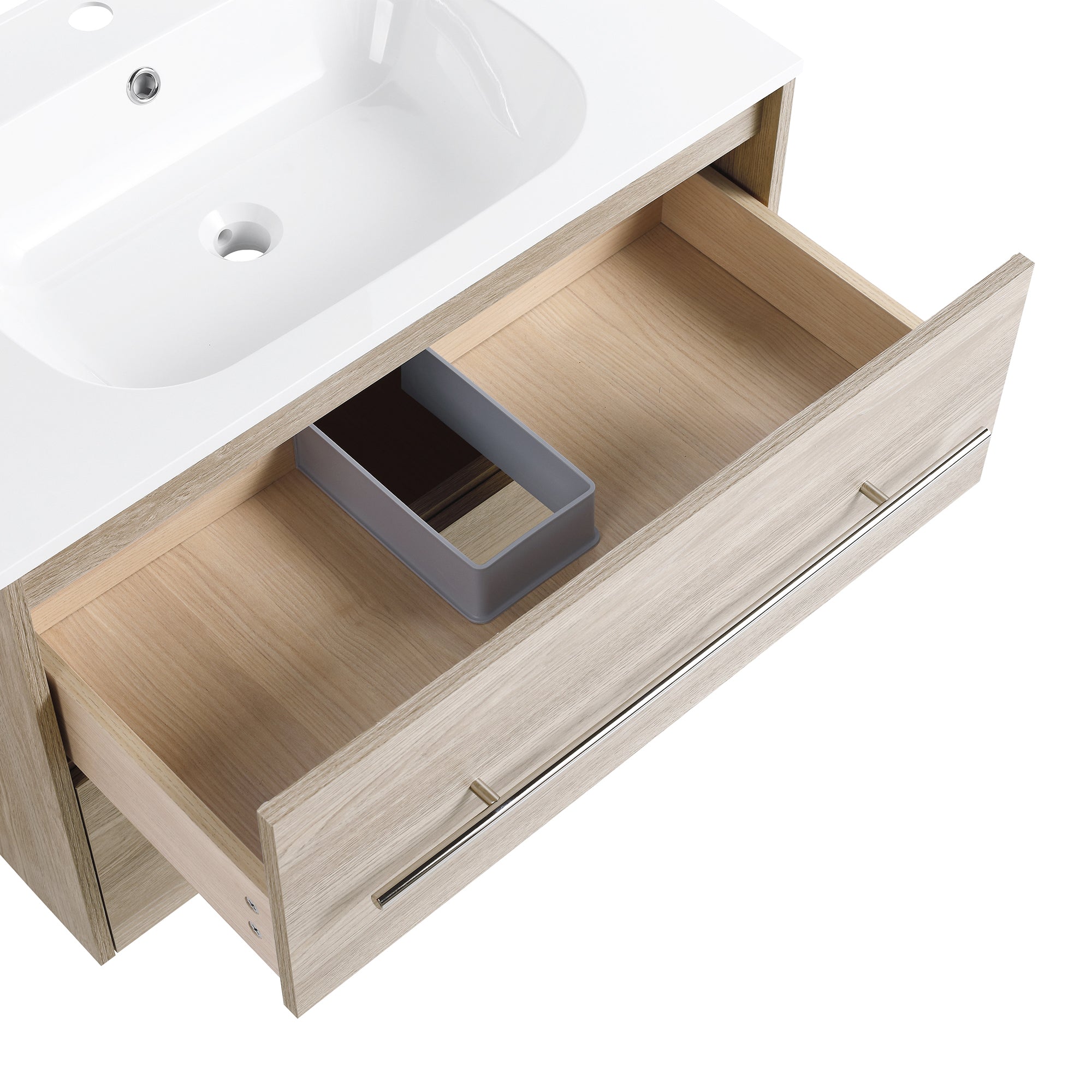 36 Inch Plywood Freestanding Bathroom Vanity with Gel Basin and Doors