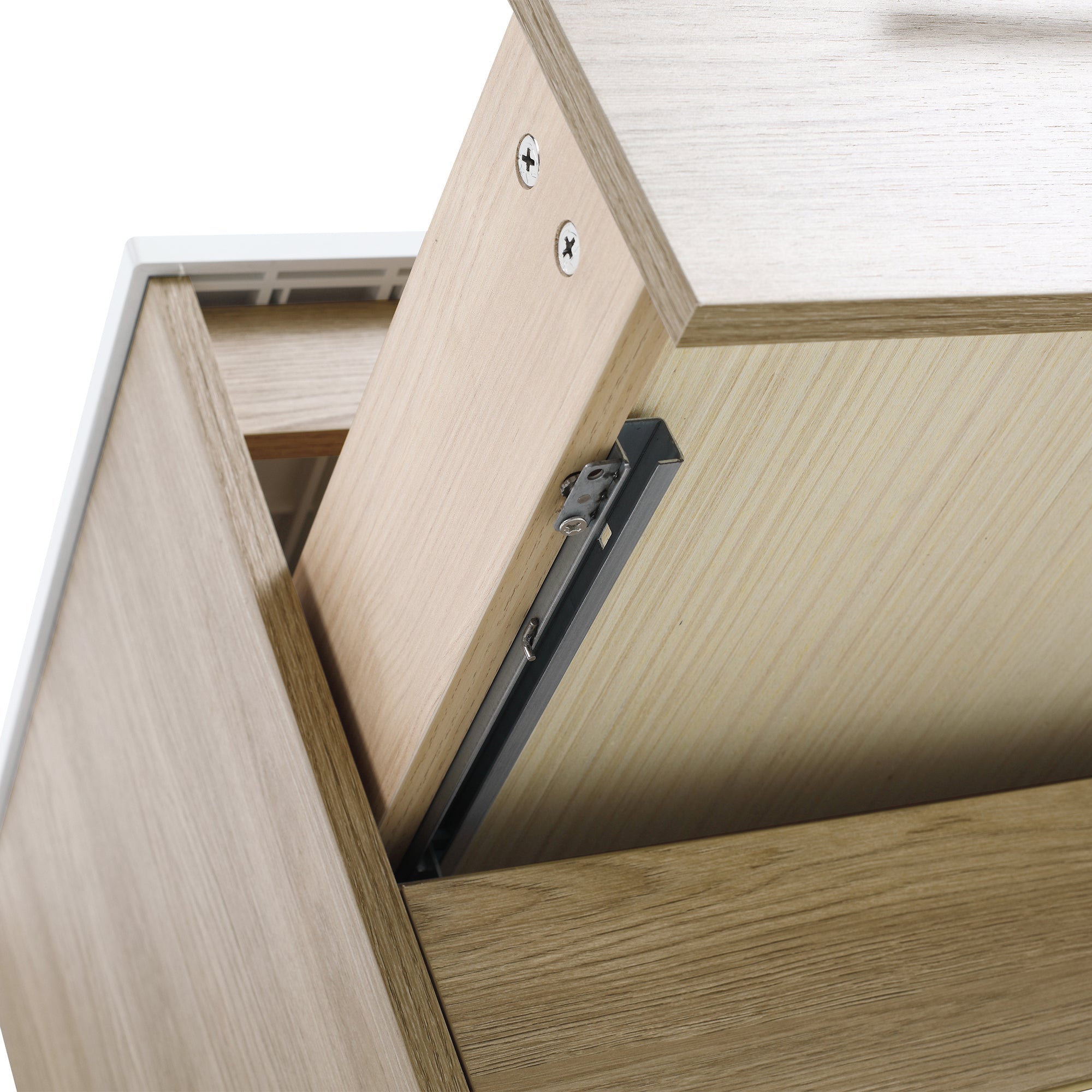 36 Inch Plywood Wall-Mounted Bathroom Vanity Set in White Oak with Integrated Resin Sink