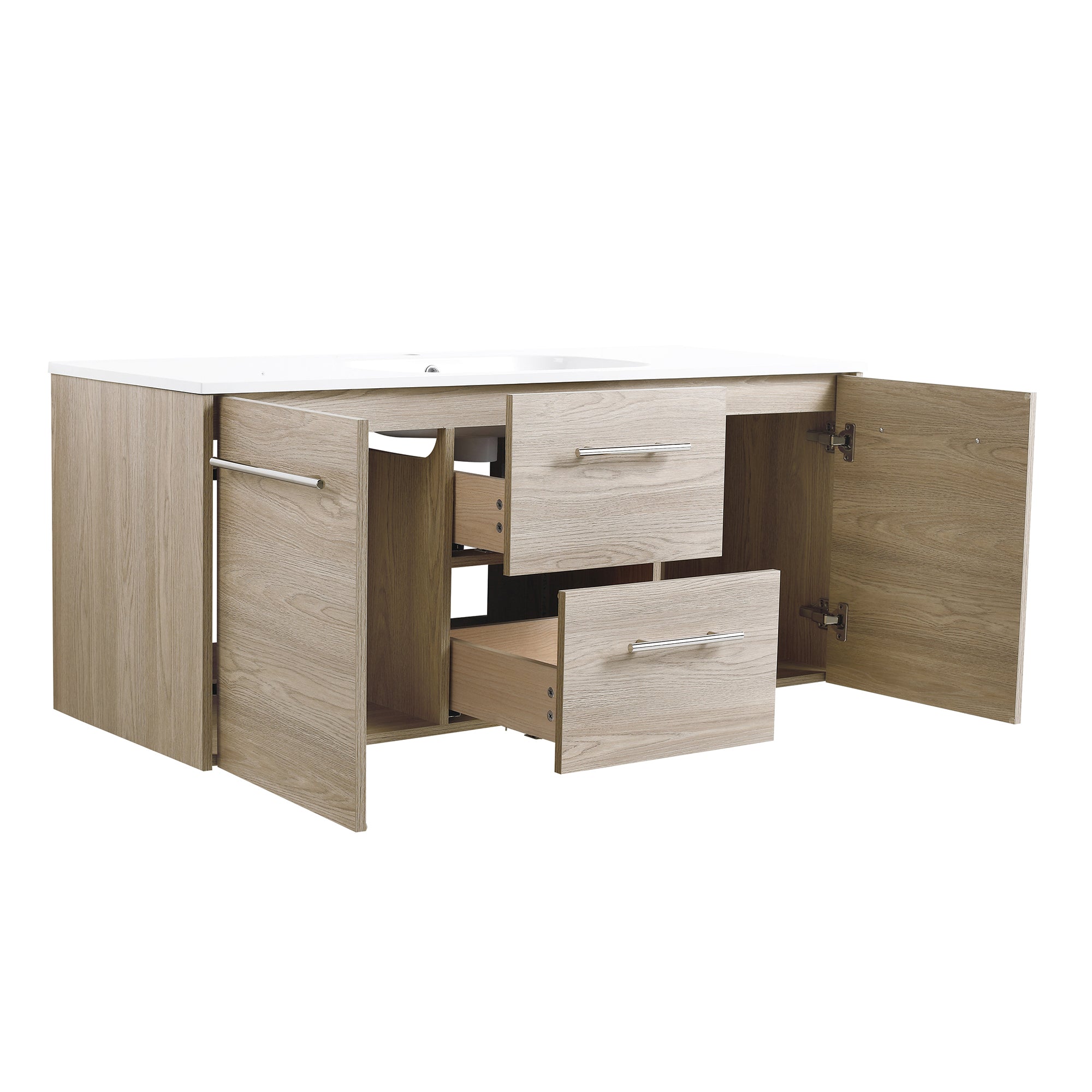 36 Inch Plywood Freestanding Bathroom Vanity with Gel Basin and Doors