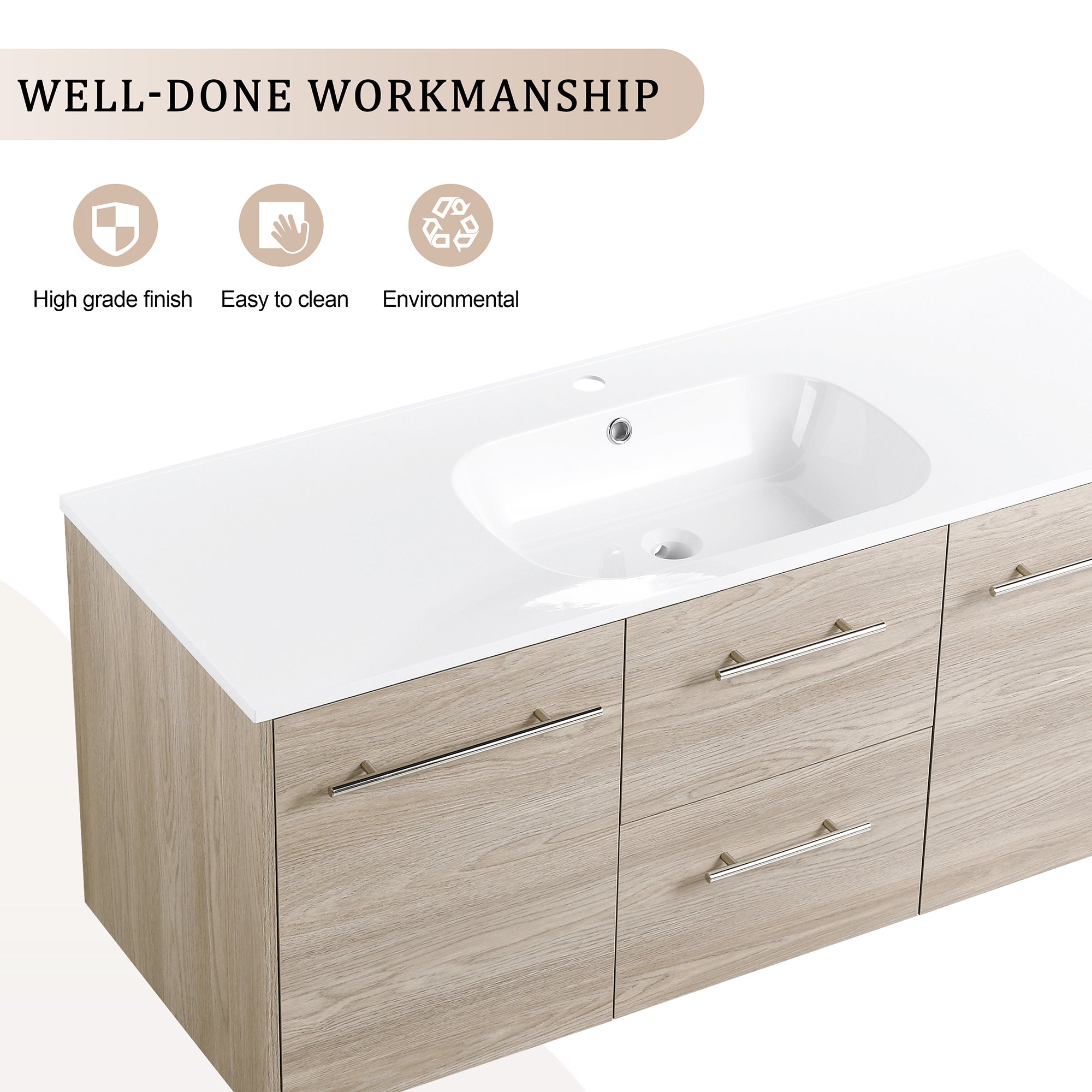 36 Inch Plywood Freestanding Bathroom Vanity with Gel Basin and Doors