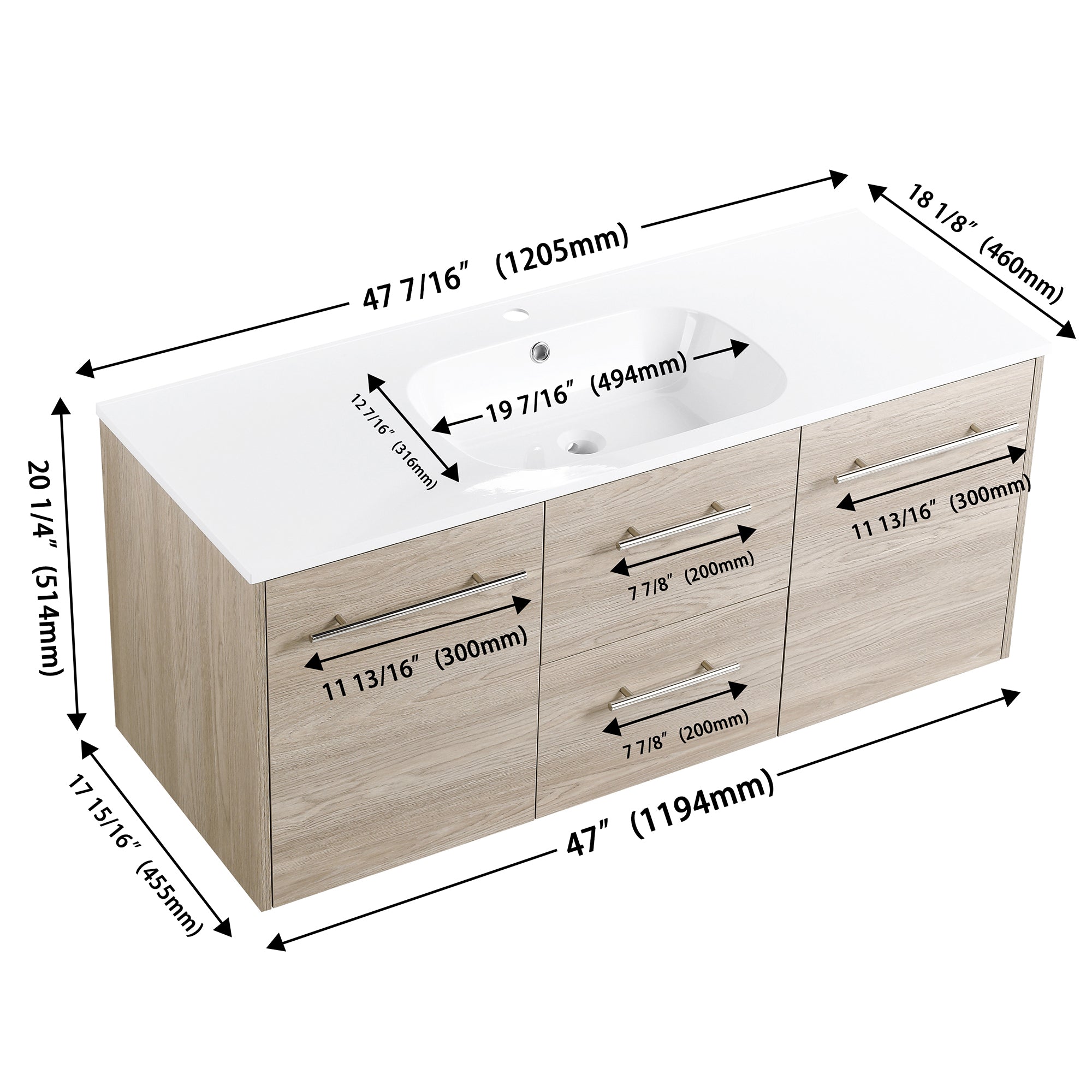 36 Inch Plywood Freestanding Bathroom Vanity with Gel Basin and Doors