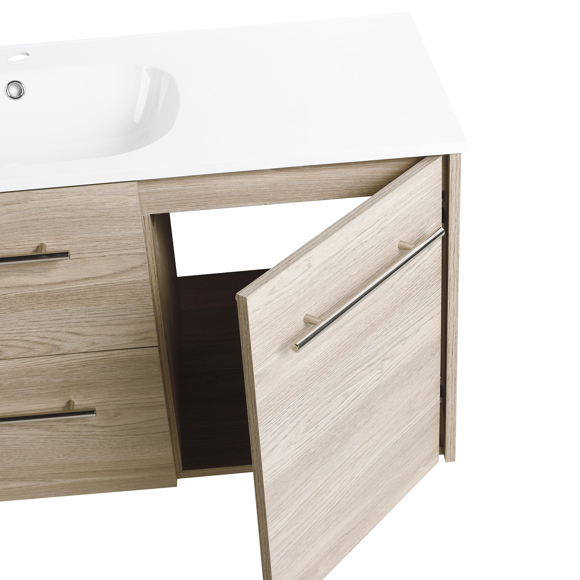 36 Inch Plywood Freestanding Bathroom Vanity with Gel Basin and Doors