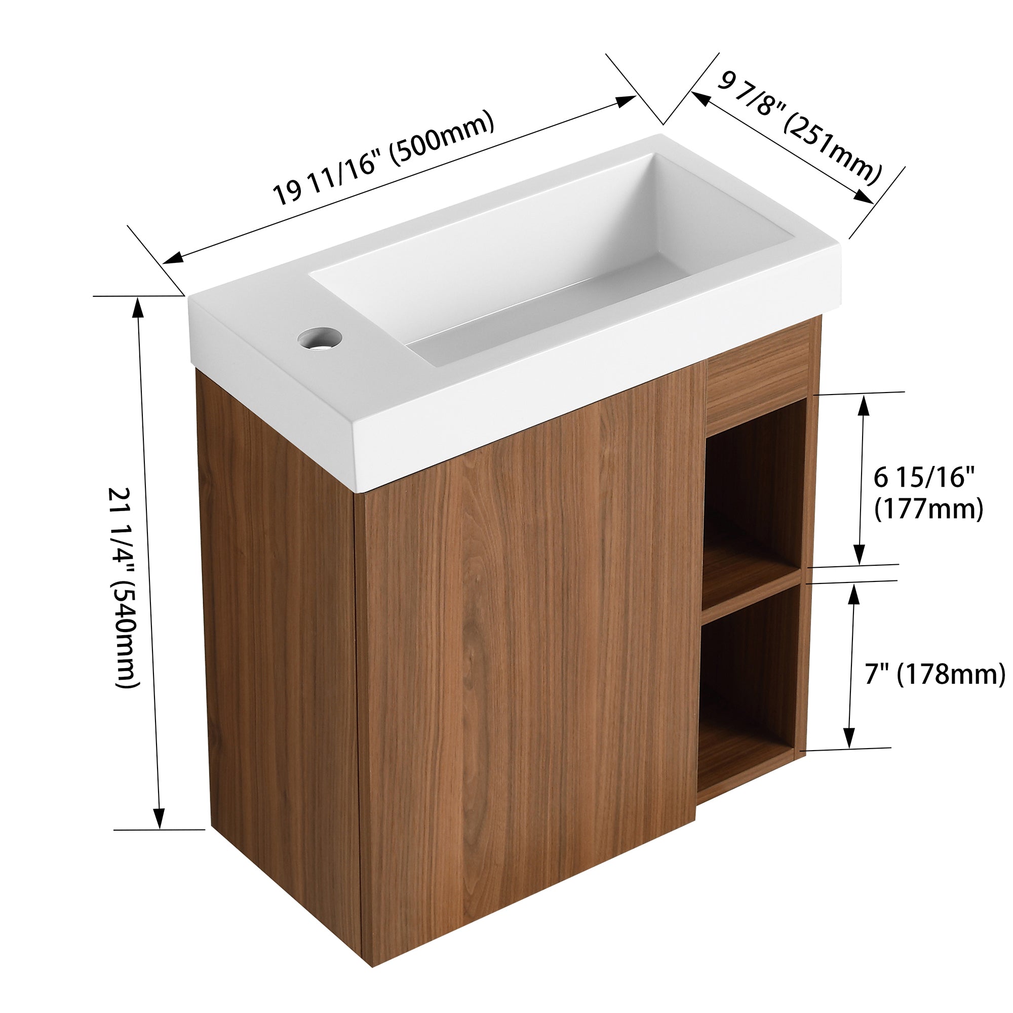 20 inch Wall-Mounted Bathroom Vanity Set  with Integrated Resin Sink