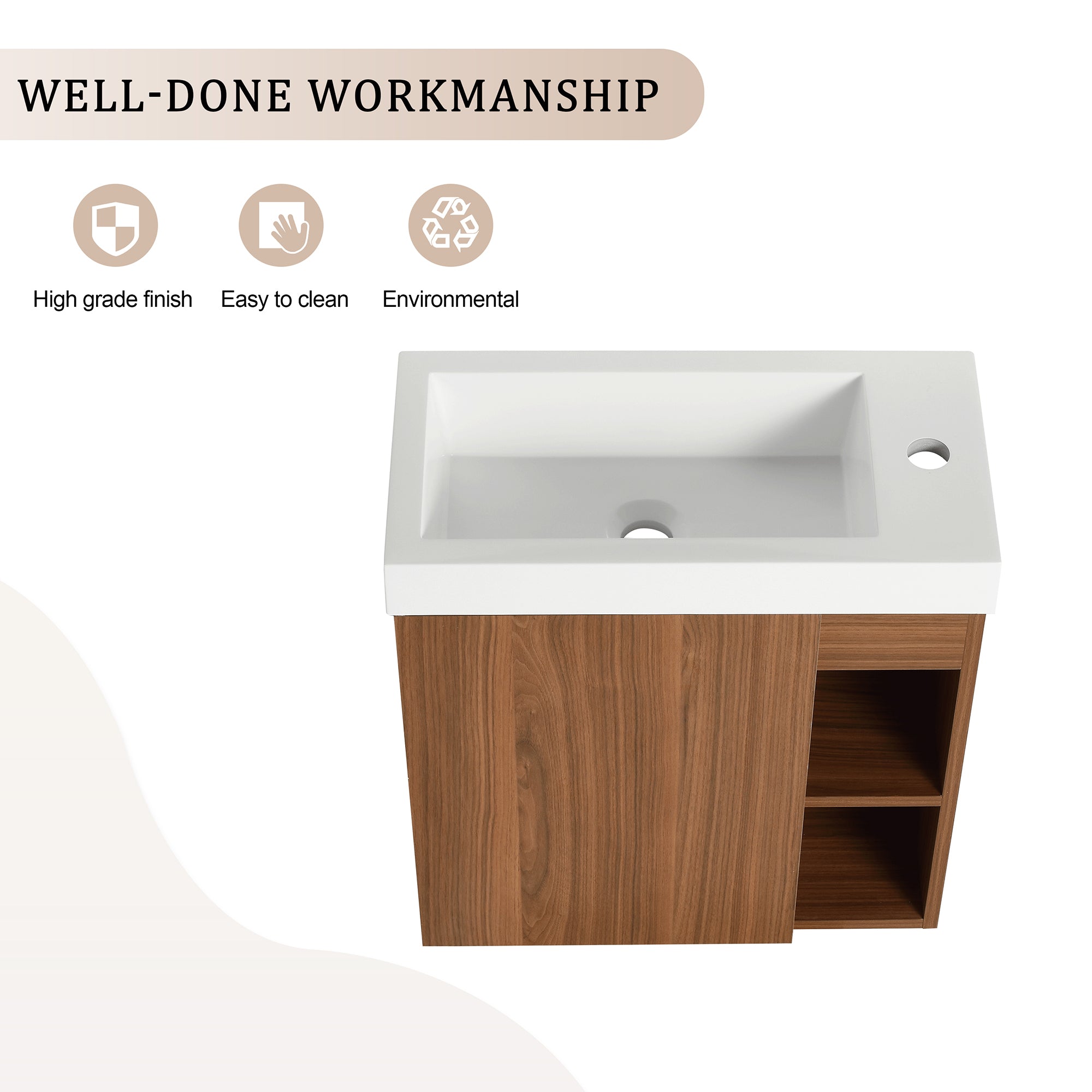 20 inch Wall-Mounted Bathroom Vanity Set  with Integrated Resin Sink