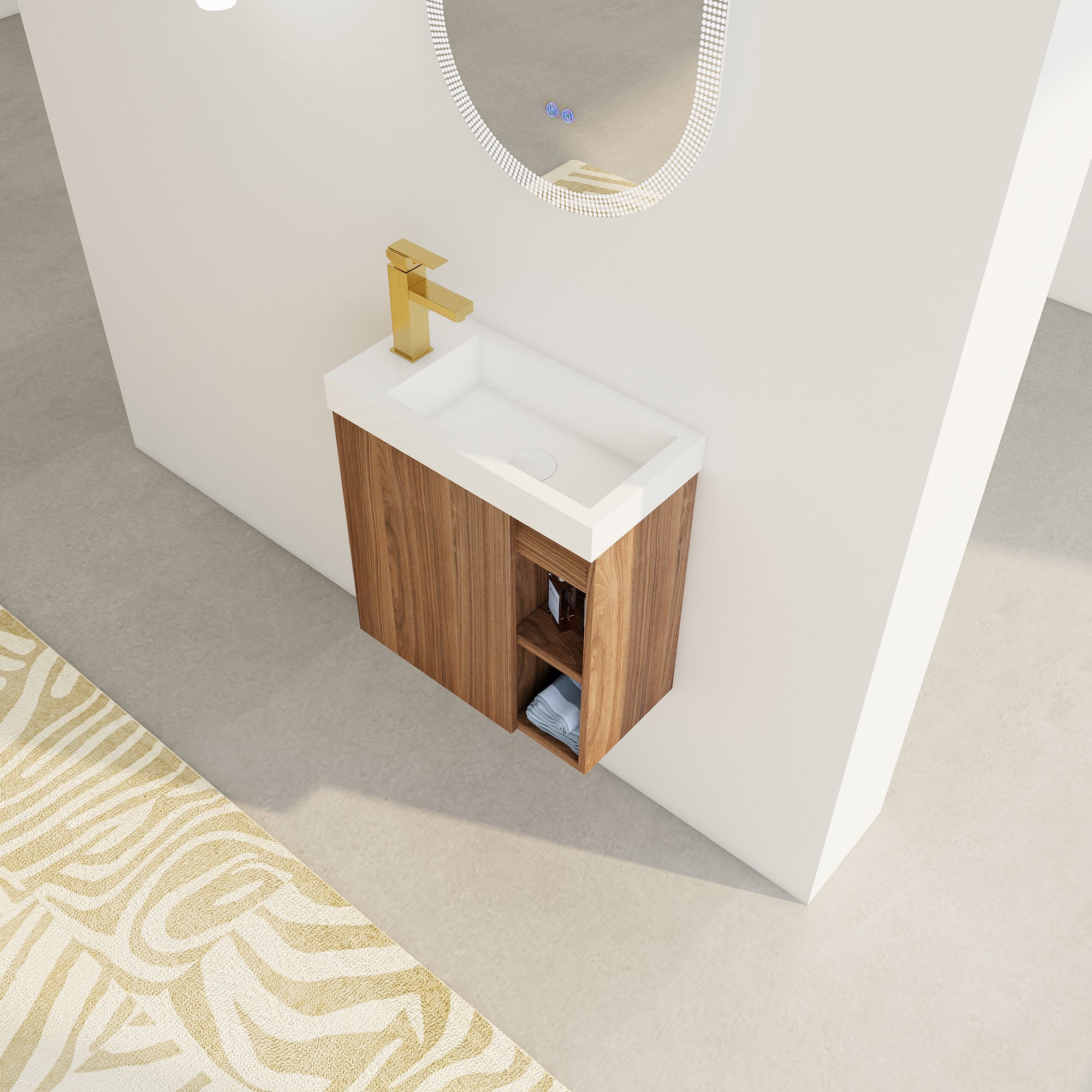 20 inch Wall-Mounted Bathroom Vanity Set  with Integrated Resin Sink