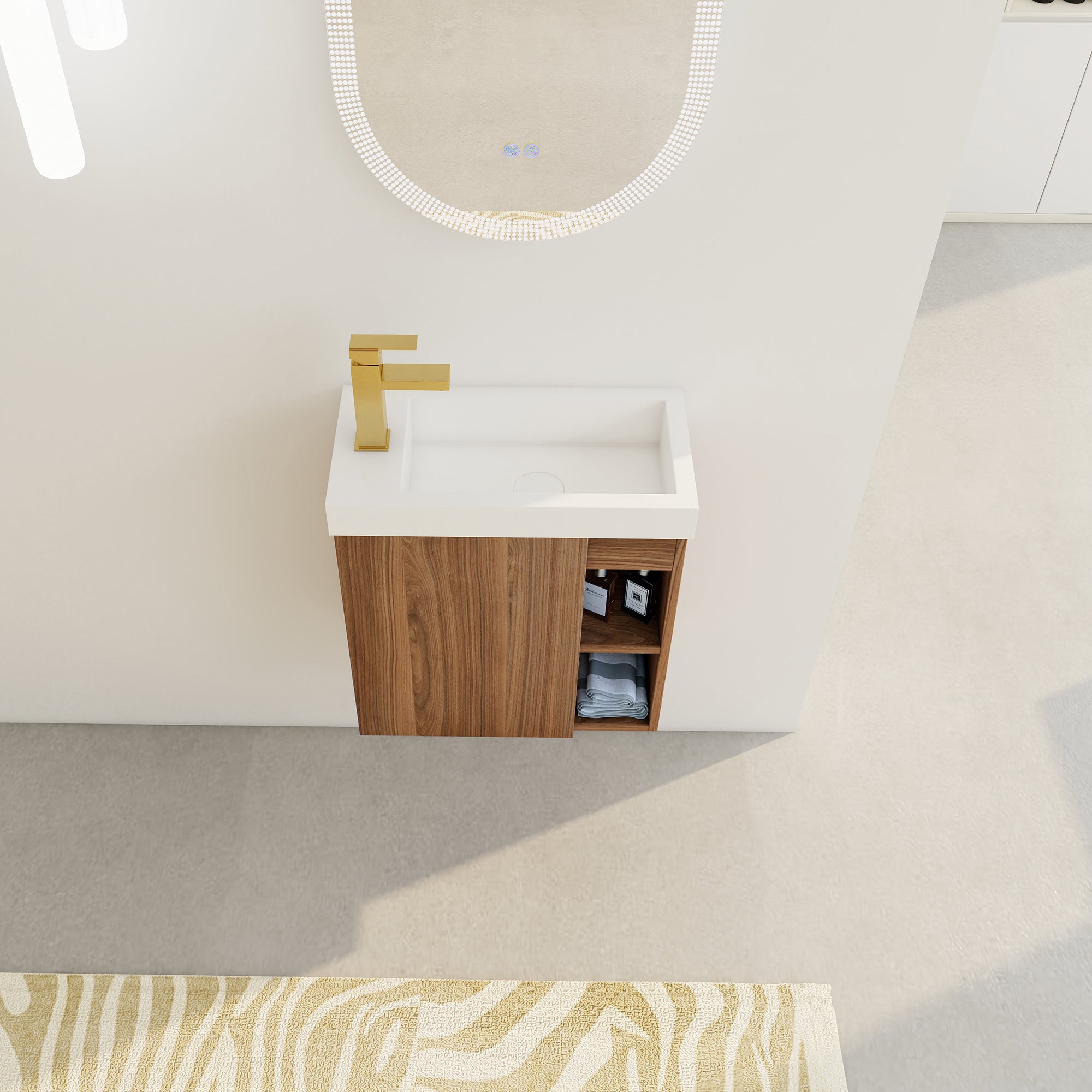 20 inch Wall-Mounted Bathroom Vanity Set  with Integrated Resin Sink