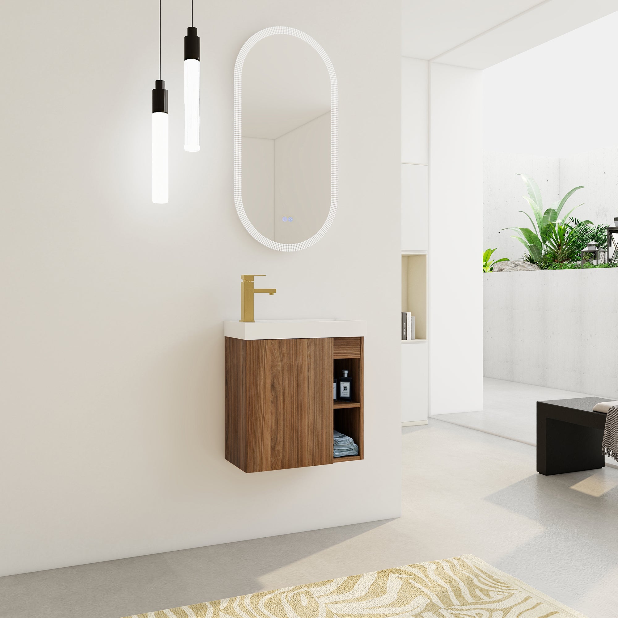 20 inch Wall-Mounted Bathroom Vanity Set  with Integrated Resin Sink