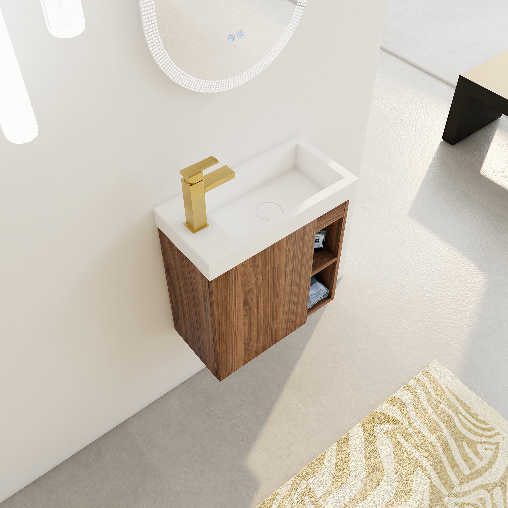 20 inch Wall-Mounted Bathroom Vanity Set  with Integrated Resin Sink