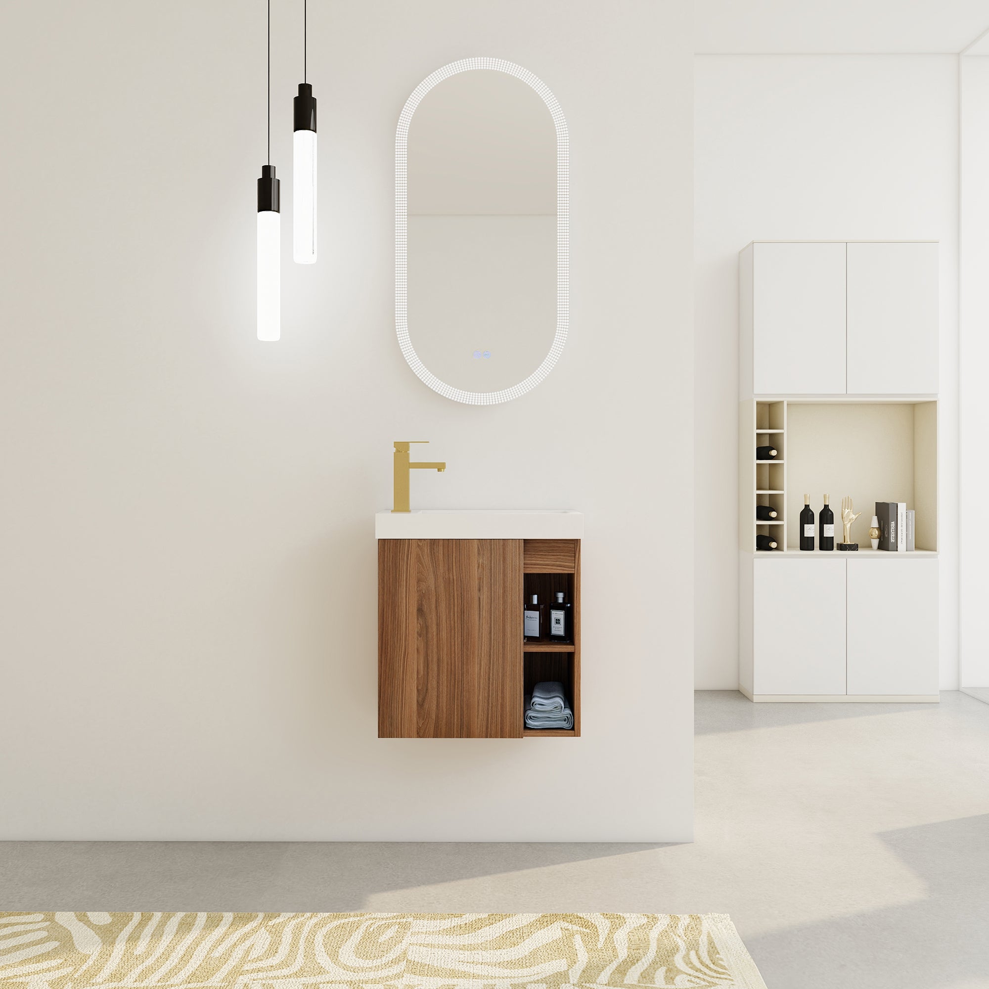 20 inch Wall-Mounted Bathroom Vanity Set  with Integrated Resin Sink