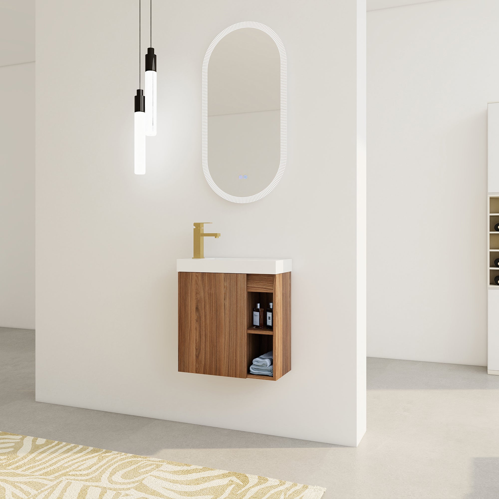 20 inch Wall-Mounted Bathroom Vanity Set  with Integrated Resin Sink