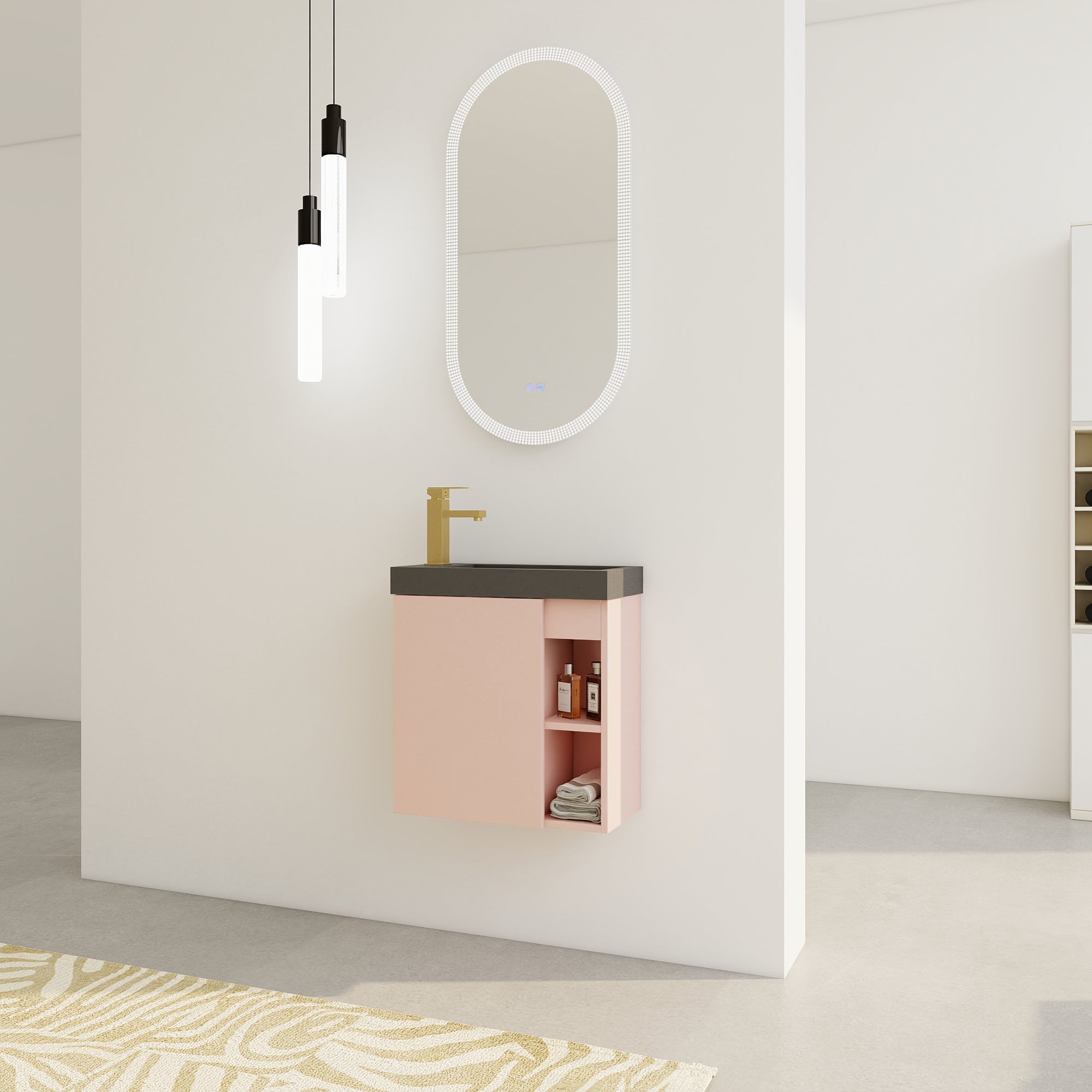 20 inch Wall-Mounted Bathroom Vanity Set  with Integrated Resin Sink