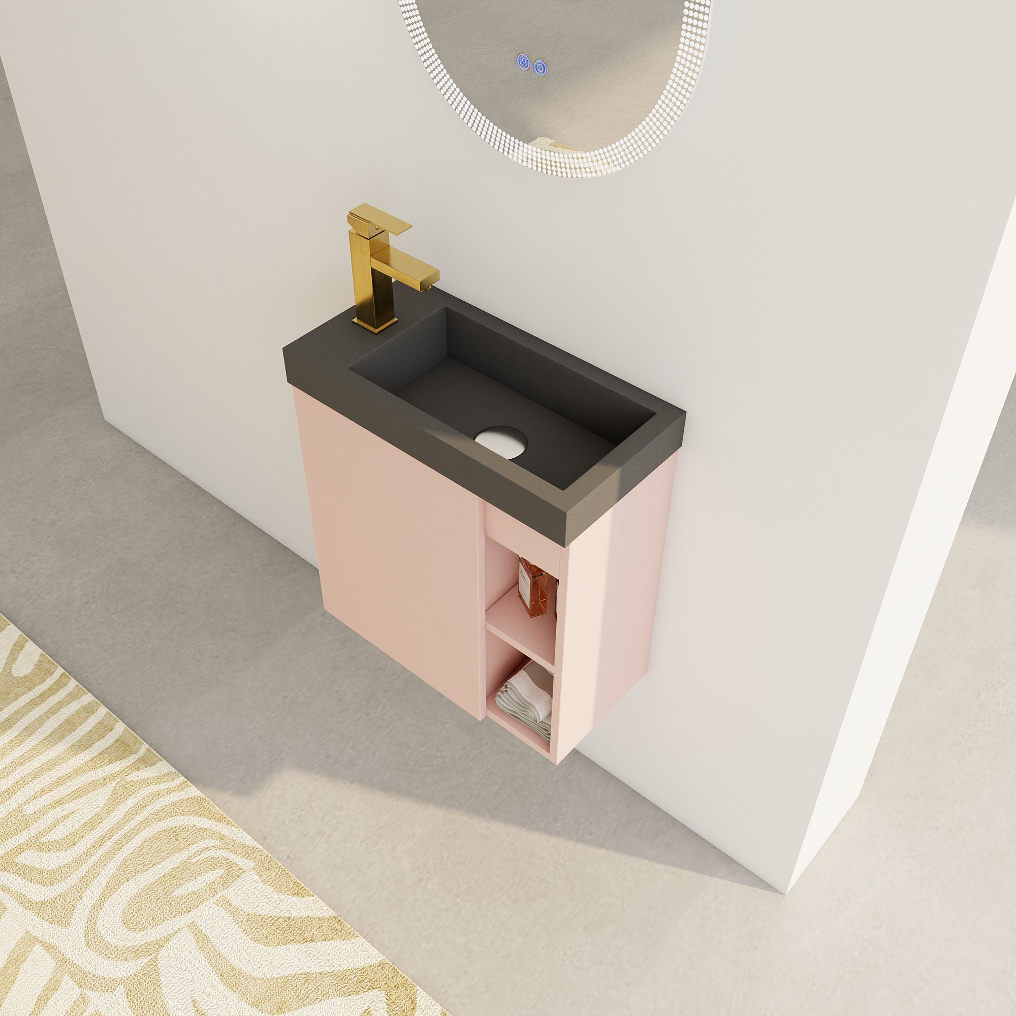 20 inch Wall-Mounted Bathroom Vanity Set  with Integrated Resin Sink