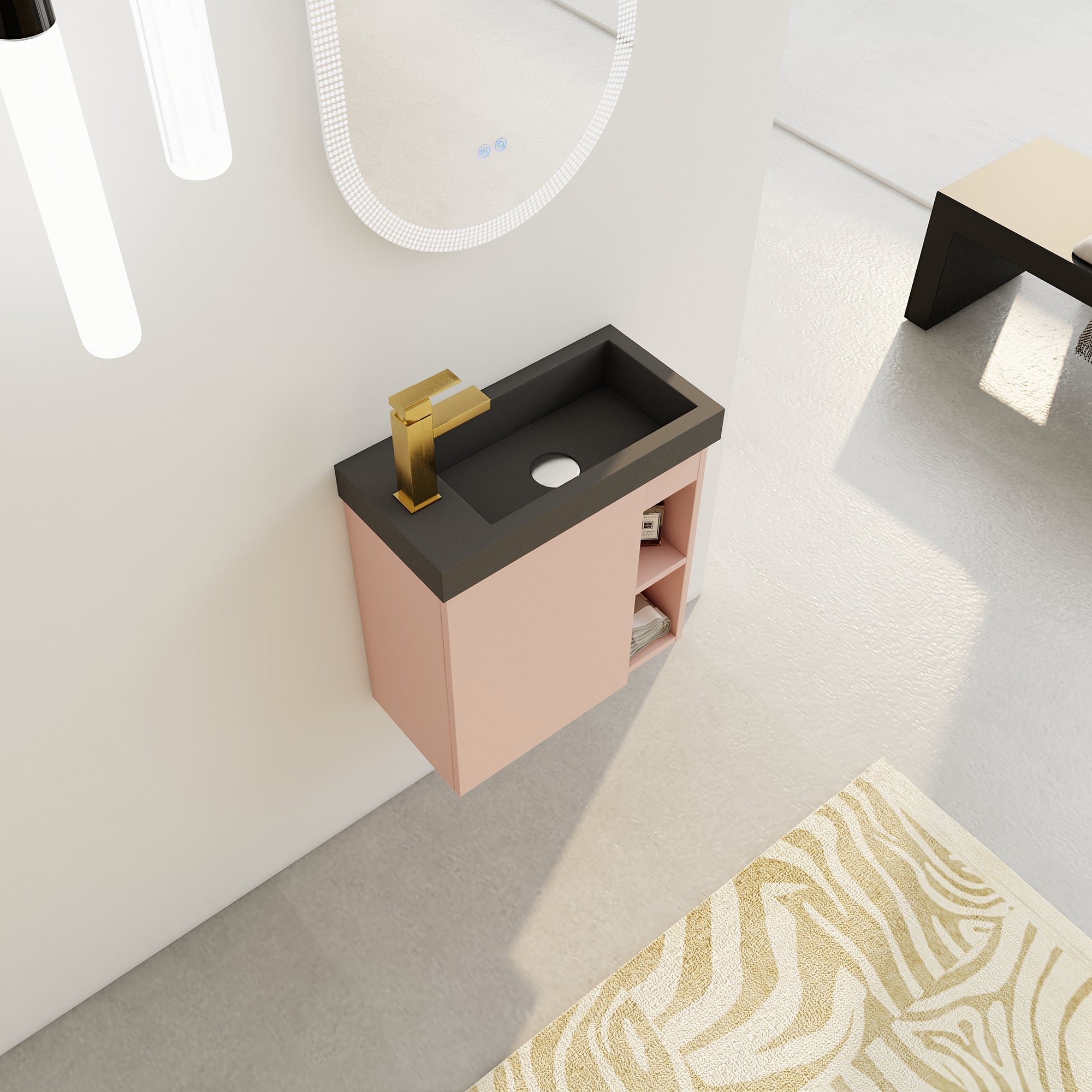 20 inch Wall-Mounted Bathroom Vanity Set  with Integrated Resin Sink