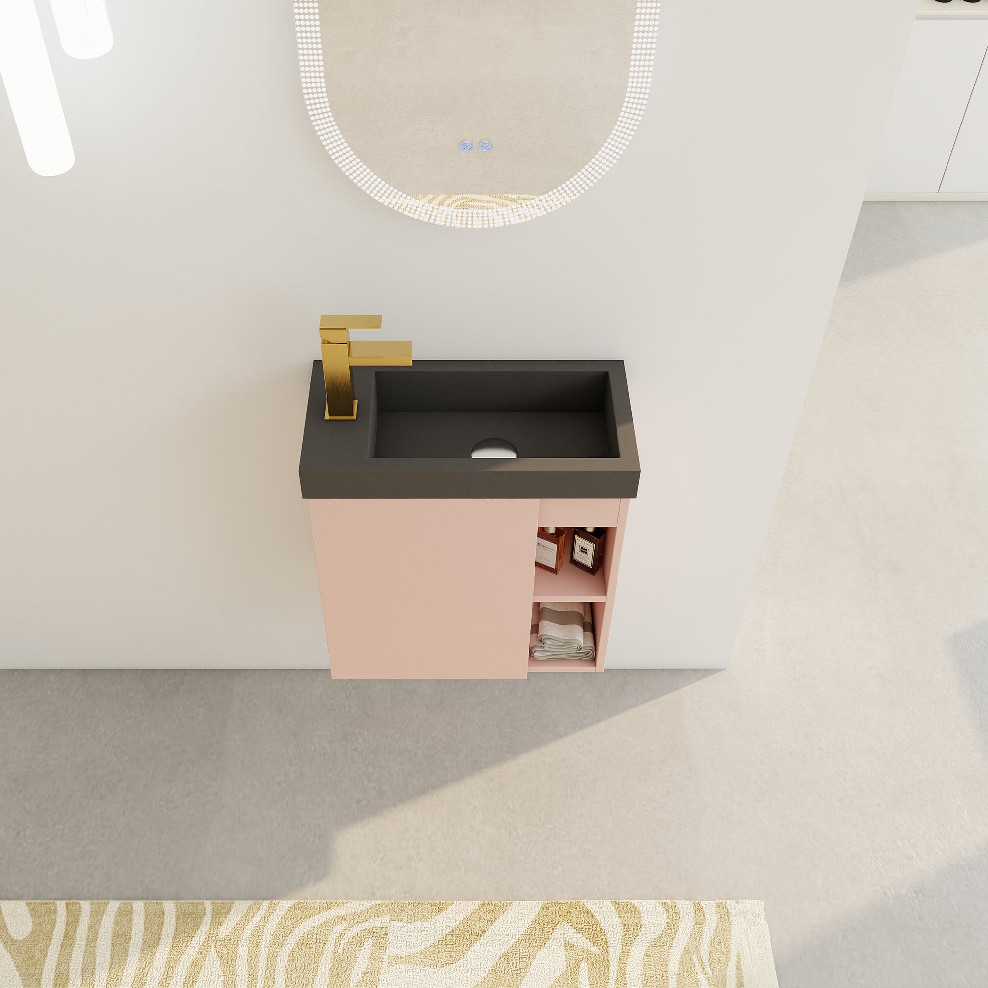 20 inch Wall-Mounted Bathroom Vanity Set  with Integrated Resin Sink