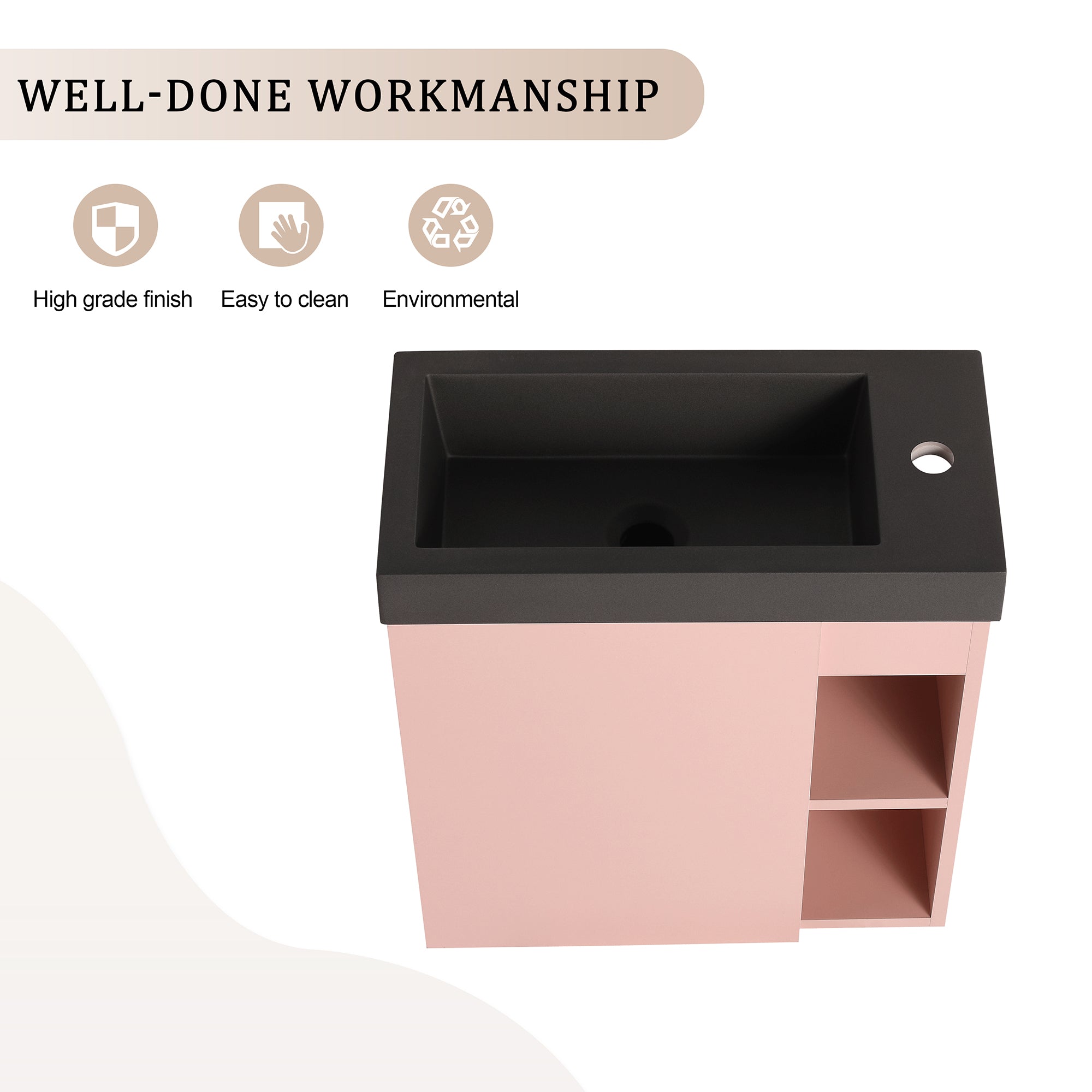 20 inch Wall-Mounted Bathroom Vanity Set  with Integrated Resin Sink