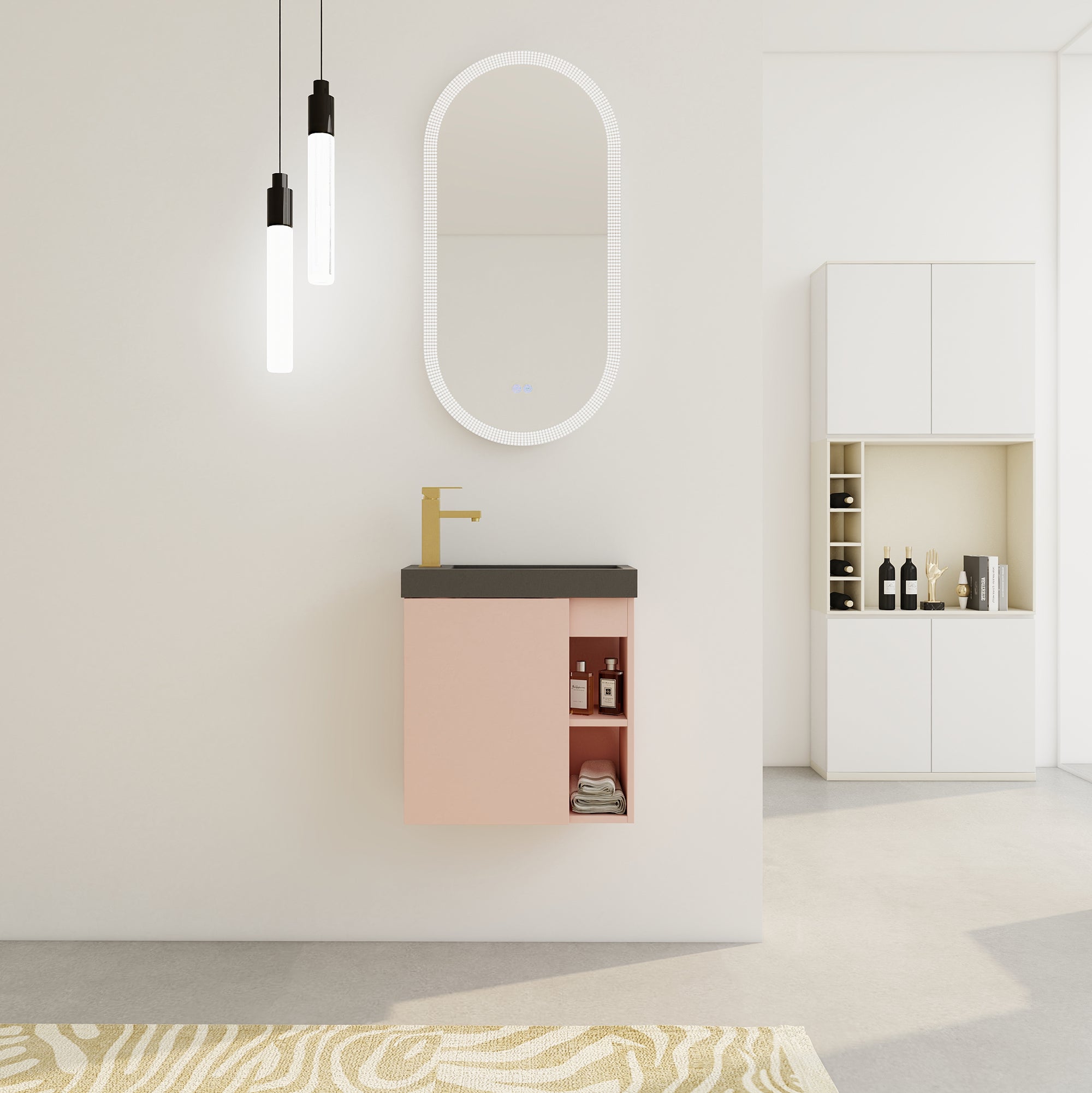 20 inch Wall-Mounted Bathroom Vanity Set  with Integrated Resin Sink
