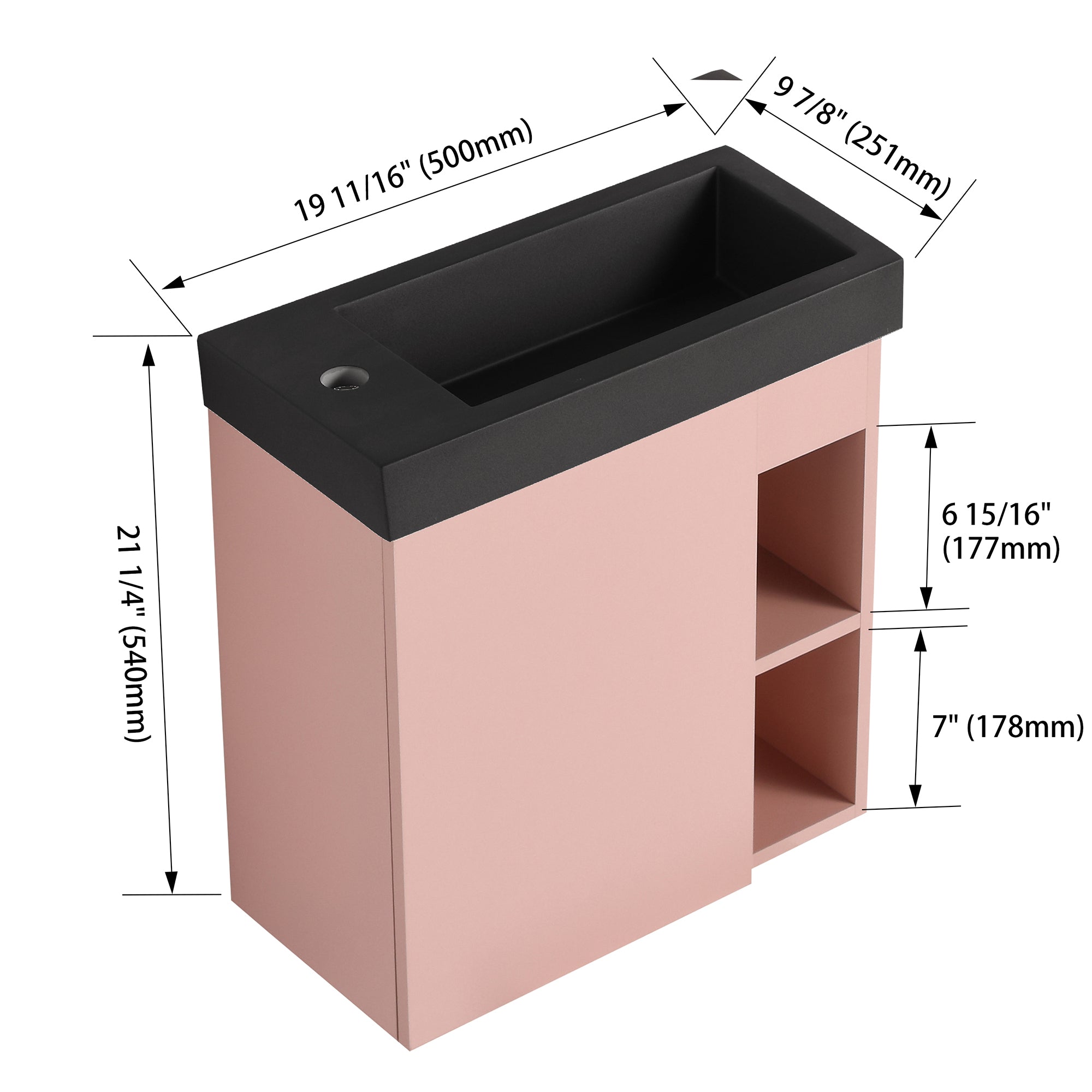 20 inch Wall-Mounted Bathroom Vanity Set  with Integrated Resin Sink