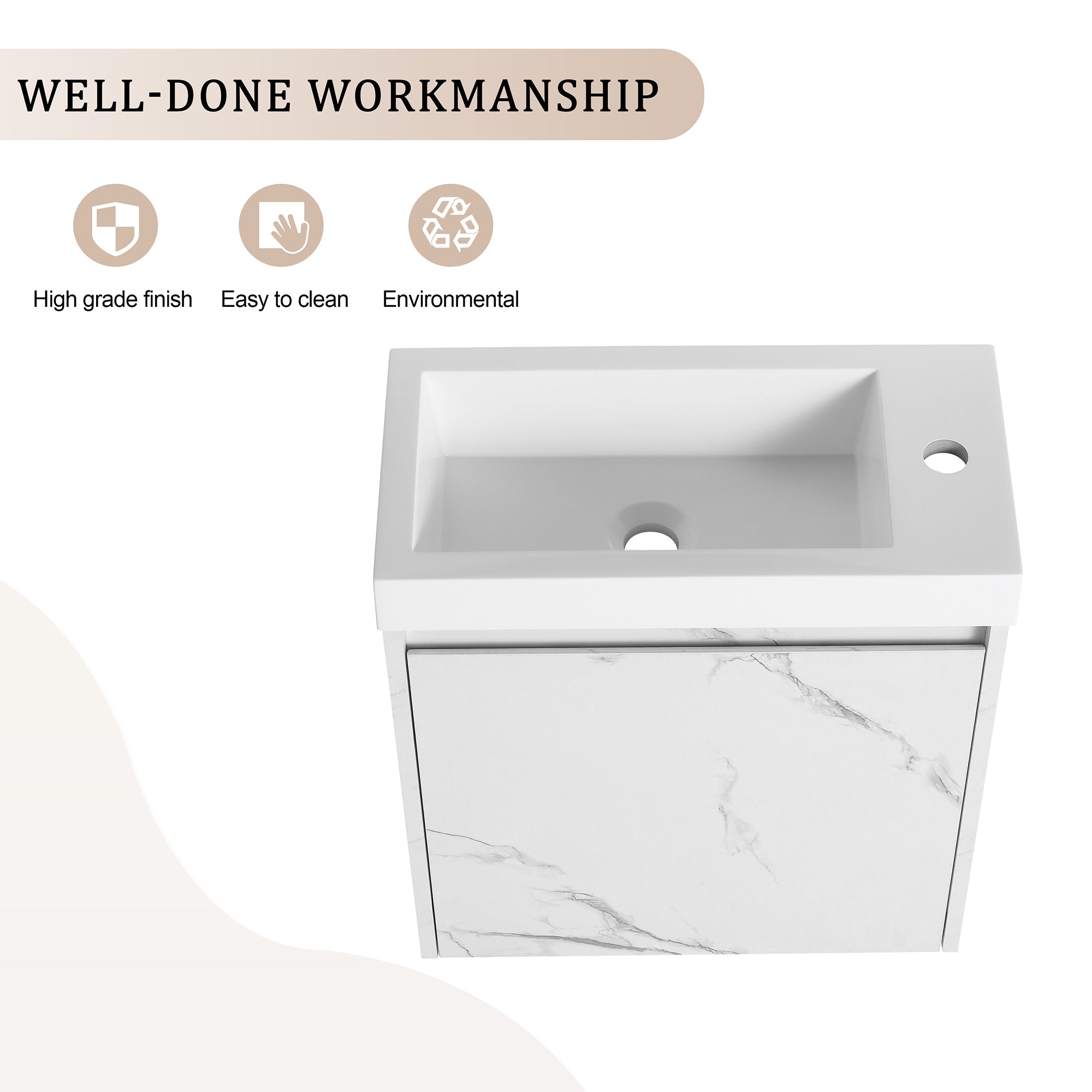 20 inch Wall-Mounted Bathroom Vanity Set  with Integrated Resin Sink
