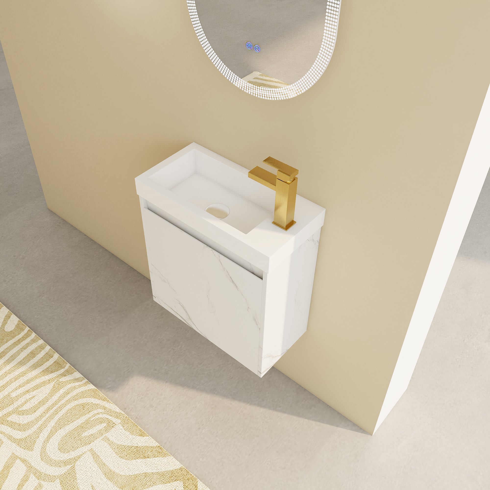 20 inch Wall-Mounted Bathroom Vanity Set  with Integrated Resin Sink