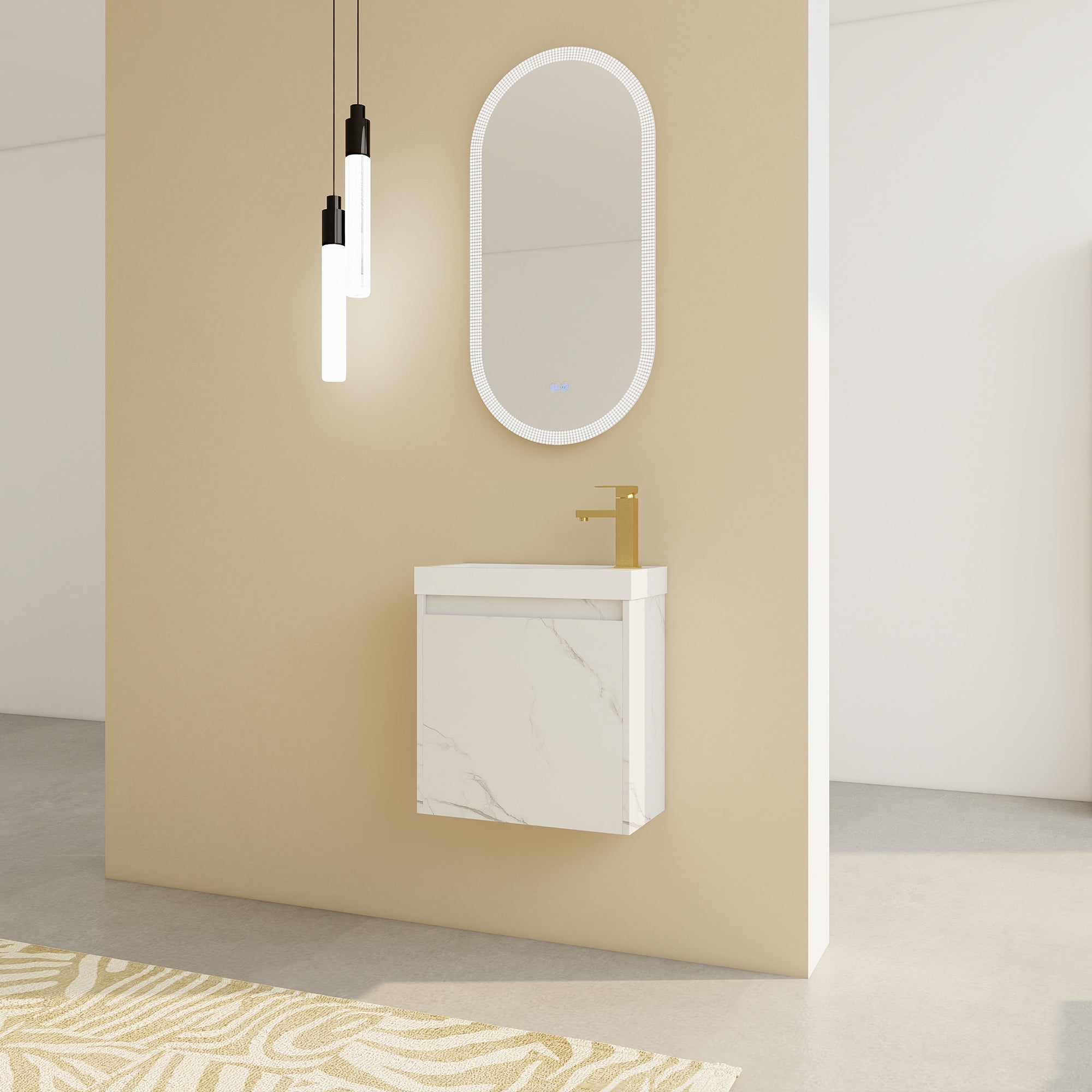 20 inch Wall-Mounted Bathroom Vanity Set  with Integrated Resin Sink
