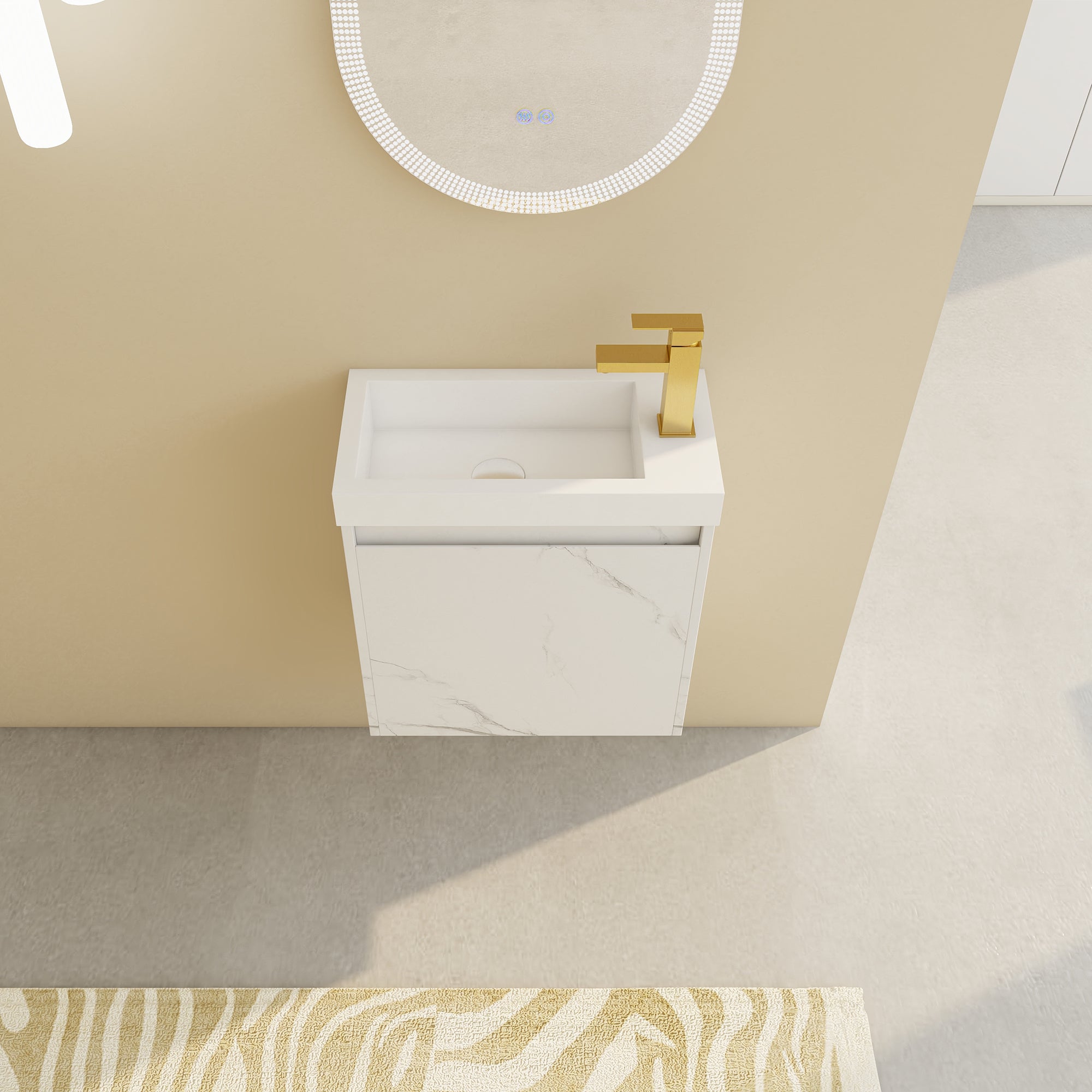 20 inch Wall-Mounted Bathroom Vanity Set  with Integrated Resin Sink